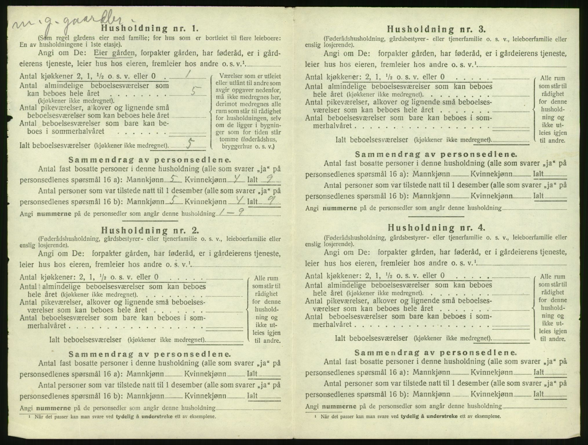 SAT, 1920 census for Vatne, 1920, p. 117