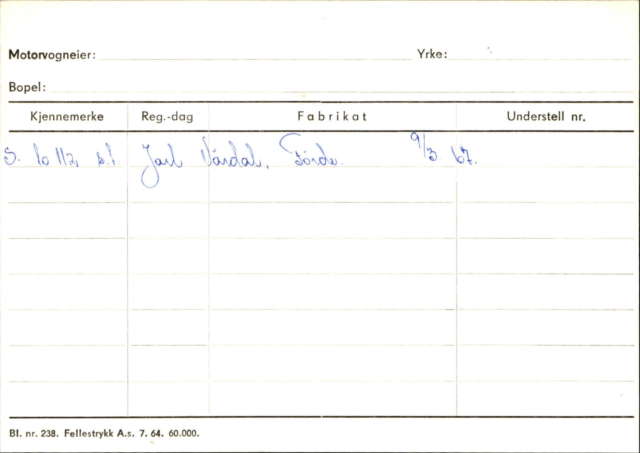 Statens vegvesen, Sogn og Fjordane vegkontor, SAB/A-5301/4/F/L0125: Eigarregister Sogndal V-Å. Aurland A-Å. Fjaler A-N, 1945-1975, p. 2682