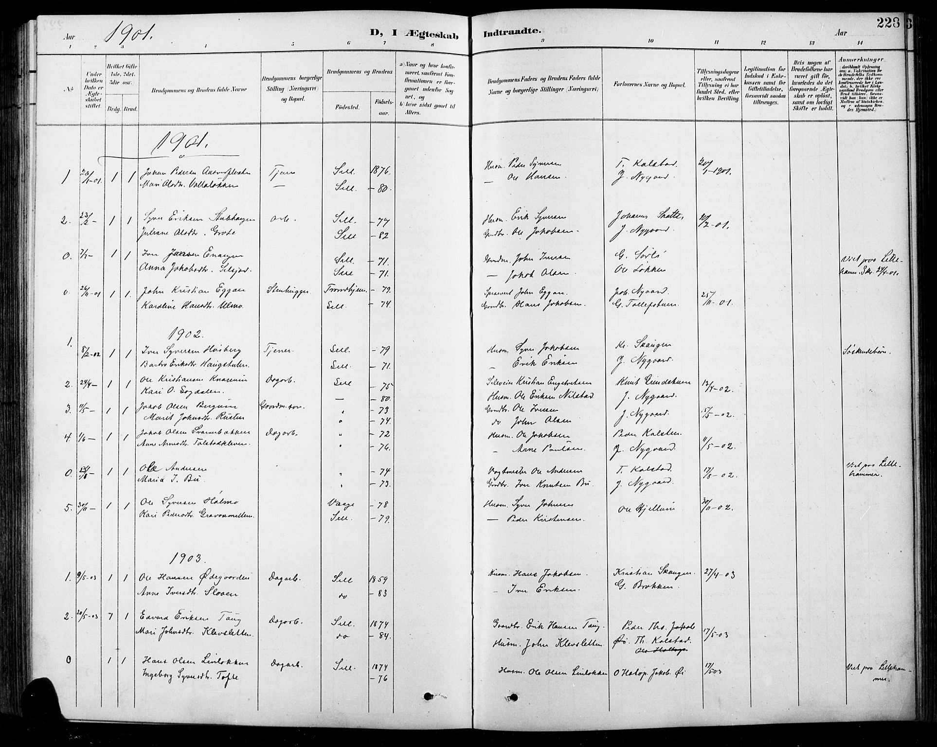 Sel prestekontor, SAH/PREST-074/H/Ha/Hab/L0001: Parish register (copy) no. 1, 1894-1923, p. 228