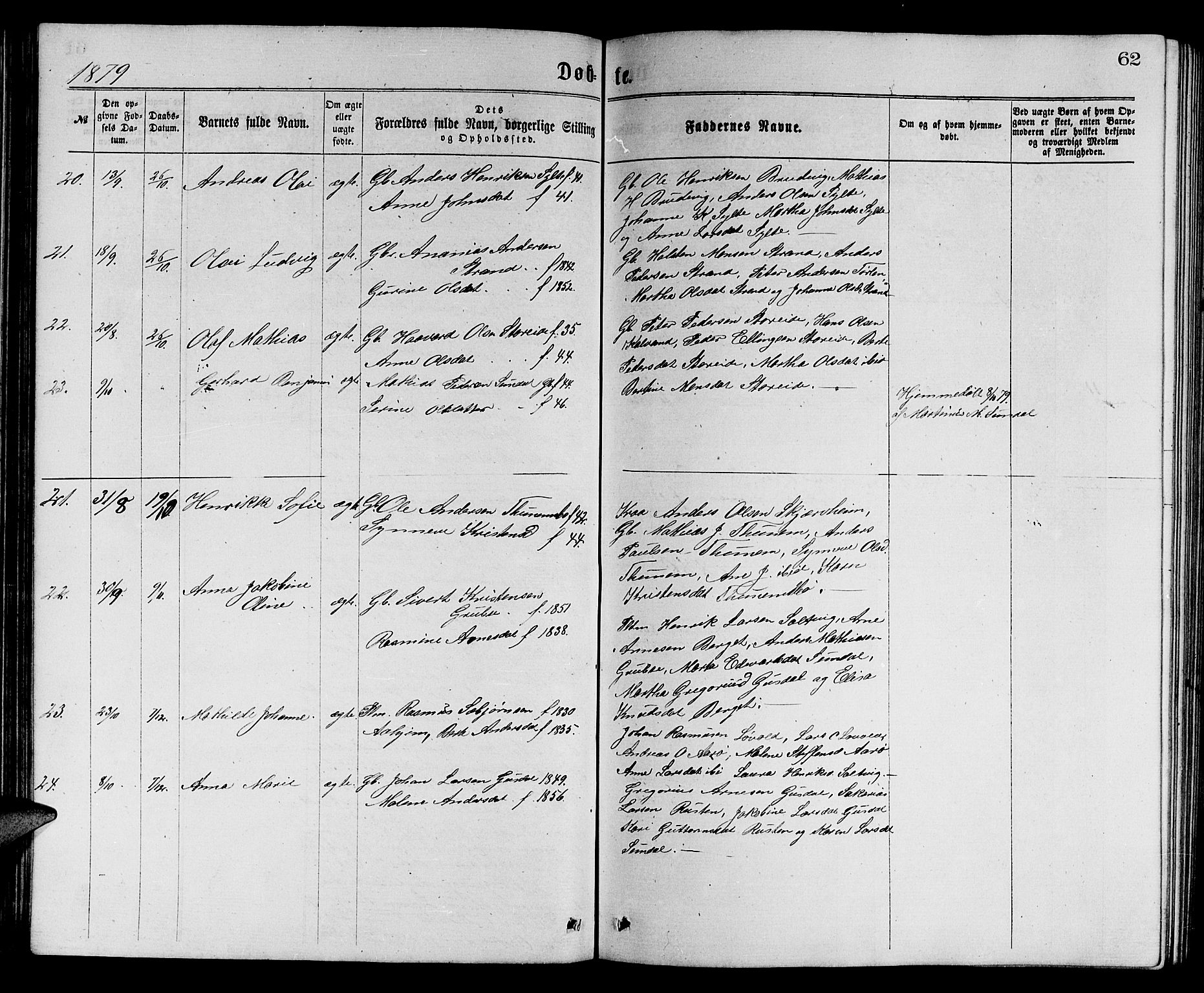 Ministerialprotokoller, klokkerbøker og fødselsregistre - Møre og Romsdal, SAT/A-1454/501/L0016: Parish register (copy) no. 501C02, 1868-1884, p. 62