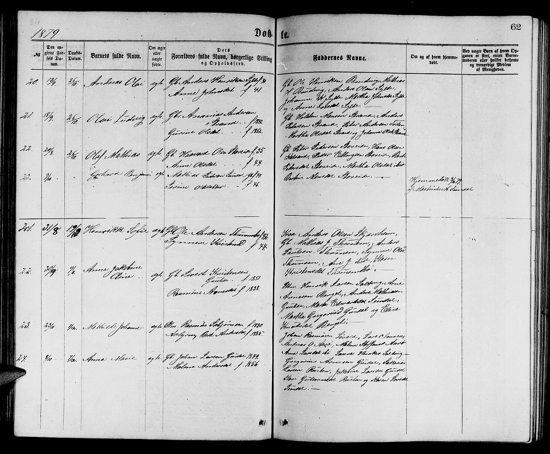 Ministerialprotokoller, klokkerbøker og fødselsregistre - Møre og Romsdal, AV/SAT-A-1454/501/L0016: Parish register (copy) no. 501C02, 1868-1884, p. 62