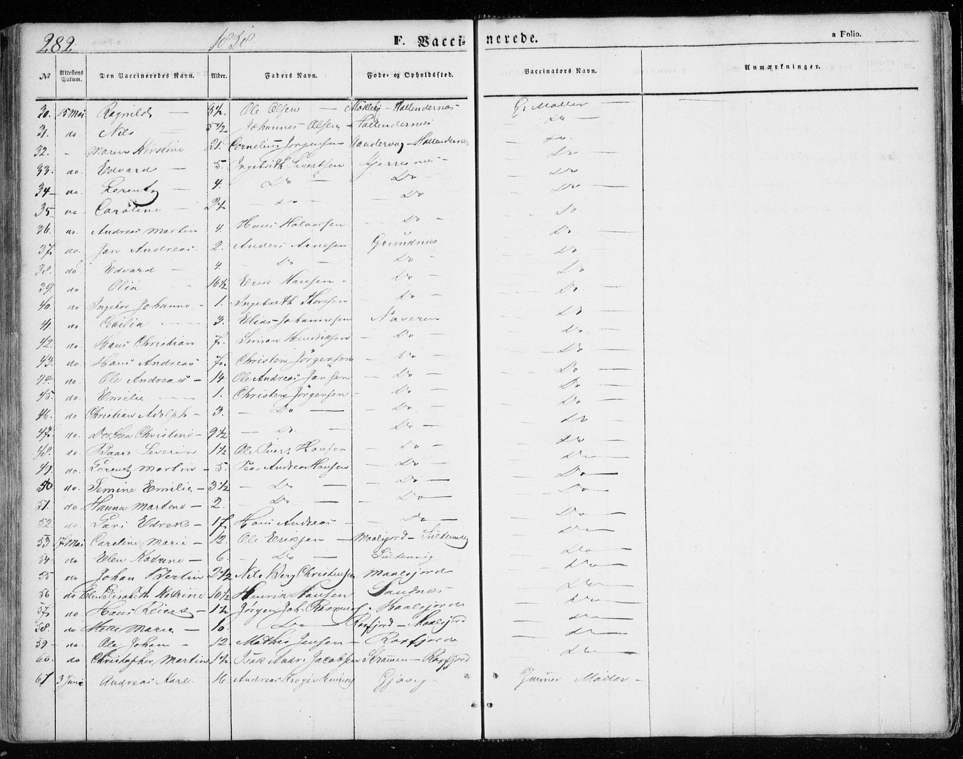 Lenvik sokneprestembete, SATØ/S-1310/H/Ha/Haa/L0007kirke: Parish register (official) no. 7, 1855-1865, p. 282