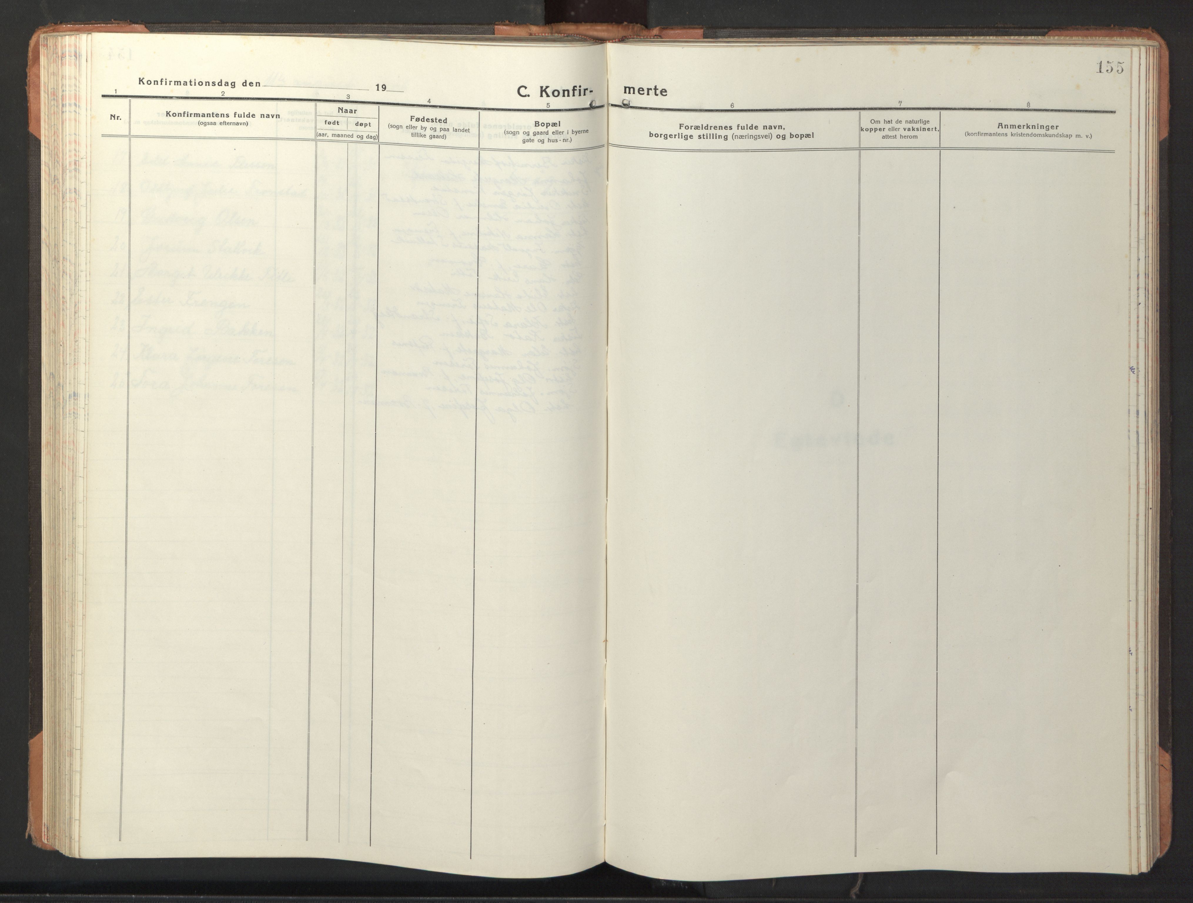 Ministerialprotokoller, klokkerbøker og fødselsregistre - Sør-Trøndelag, SAT/A-1456/653/L0658: Parish register (copy) no. 653C02, 1919-1947, p. 155