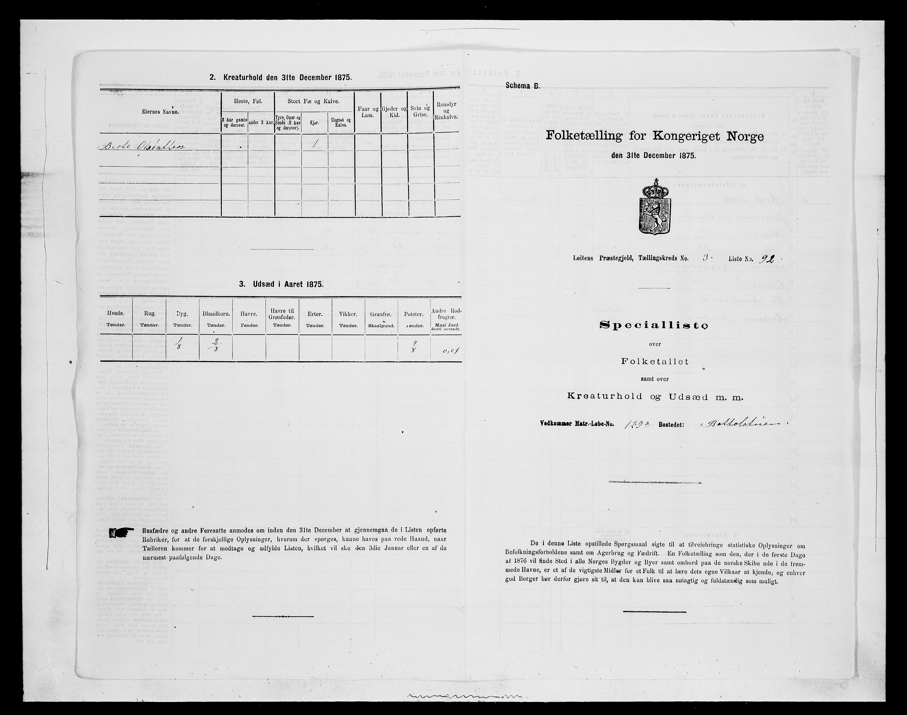 SAH, 1875 census for 0415P Løten, 1875, p. 827