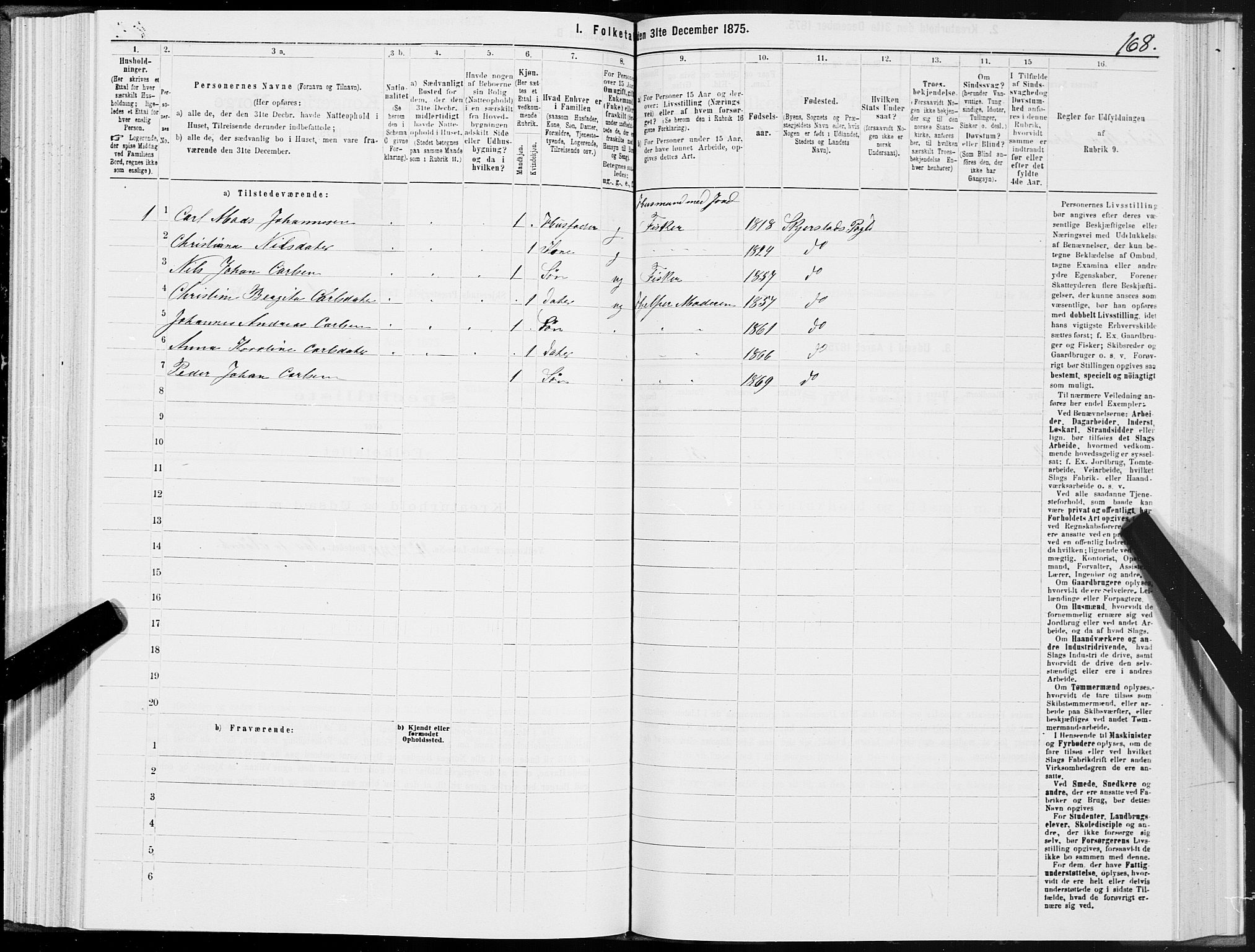 SAT, 1875 census for 1842P Skjerstad, 1875, p. 1168