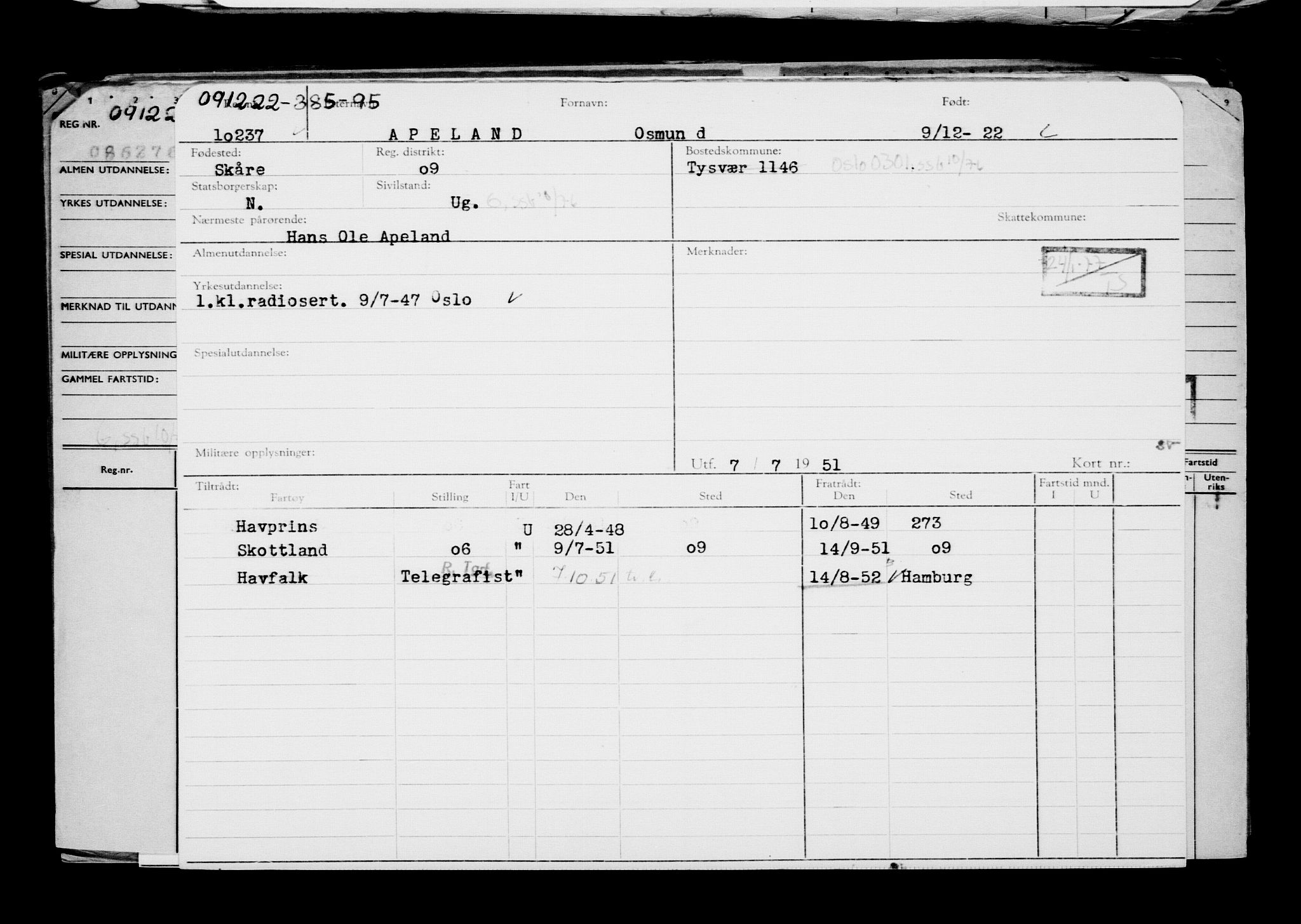 Direktoratet for sjømenn, AV/RA-S-3545/G/Gb/L0213: Hovedkort, 1922, p. 189