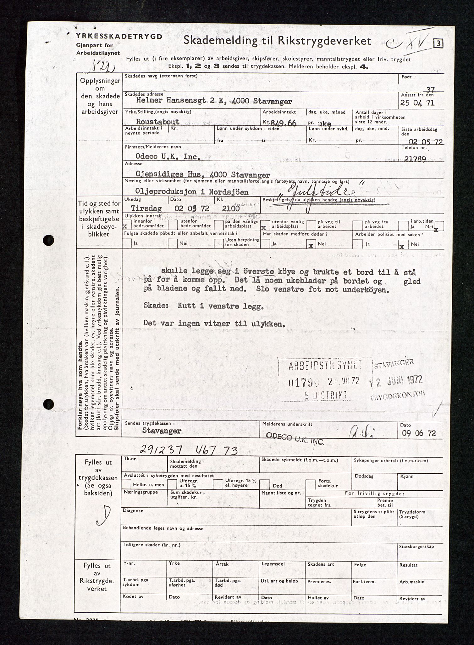 Industridepartementet, Oljekontoret, AV/SAST-A-101348/Da/L0013: Arkivnøkkel 798 Kart, posisjonering, verneregister, div. ang personell, 1965-1973, p. 139