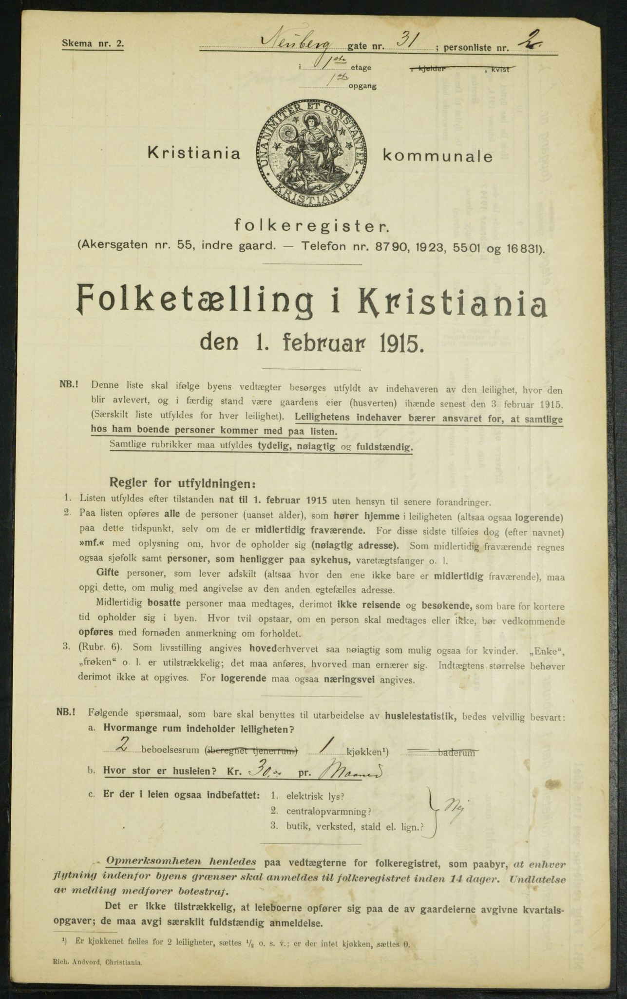 OBA, Municipal Census 1915 for Kristiania, 1915, p. 69537