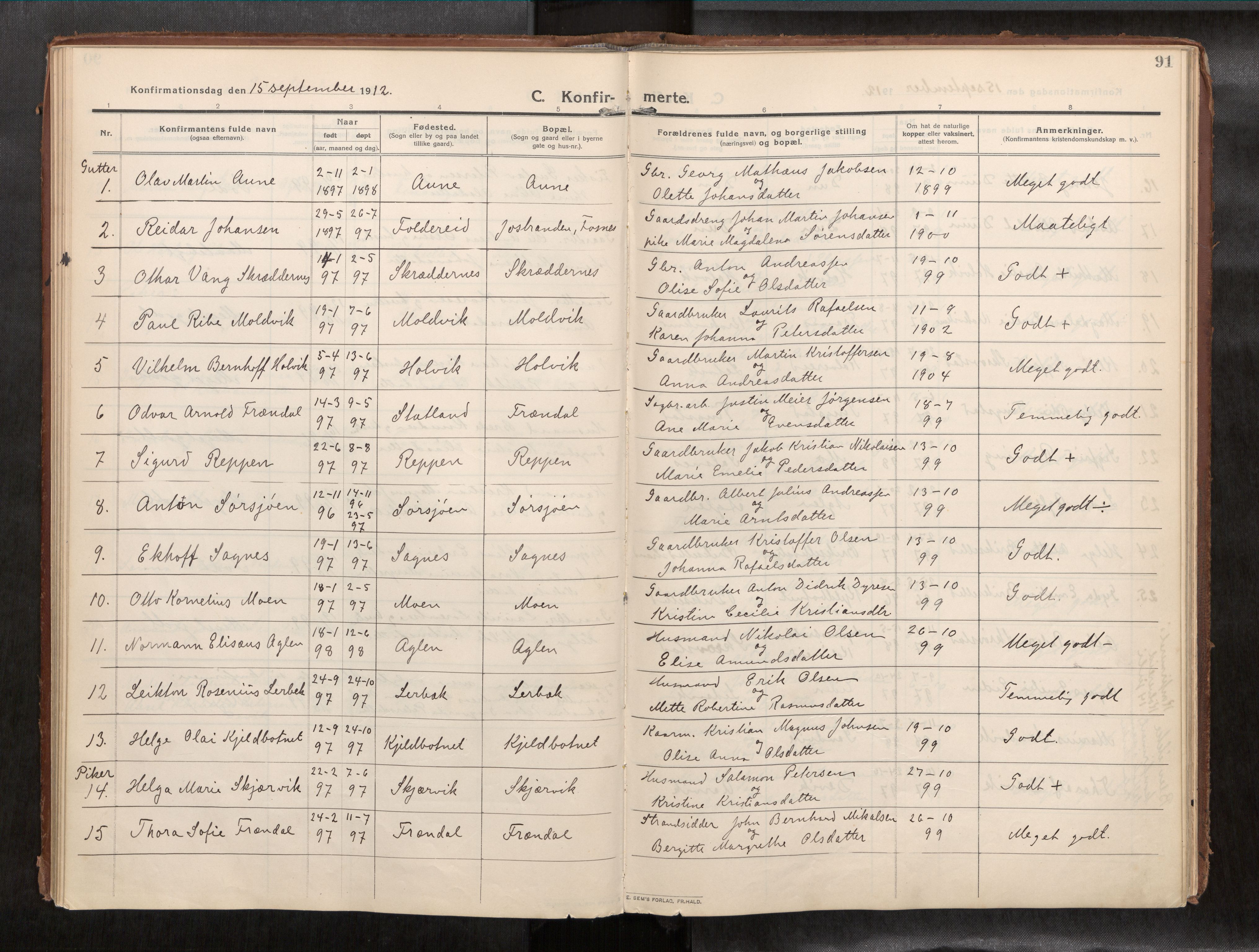 Ministerialprotokoller, klokkerbøker og fødselsregistre - Nord-Trøndelag, SAT/A-1458/773/L0624a: Parish register (official) no. 773A16, 1910-1936, p. 91
