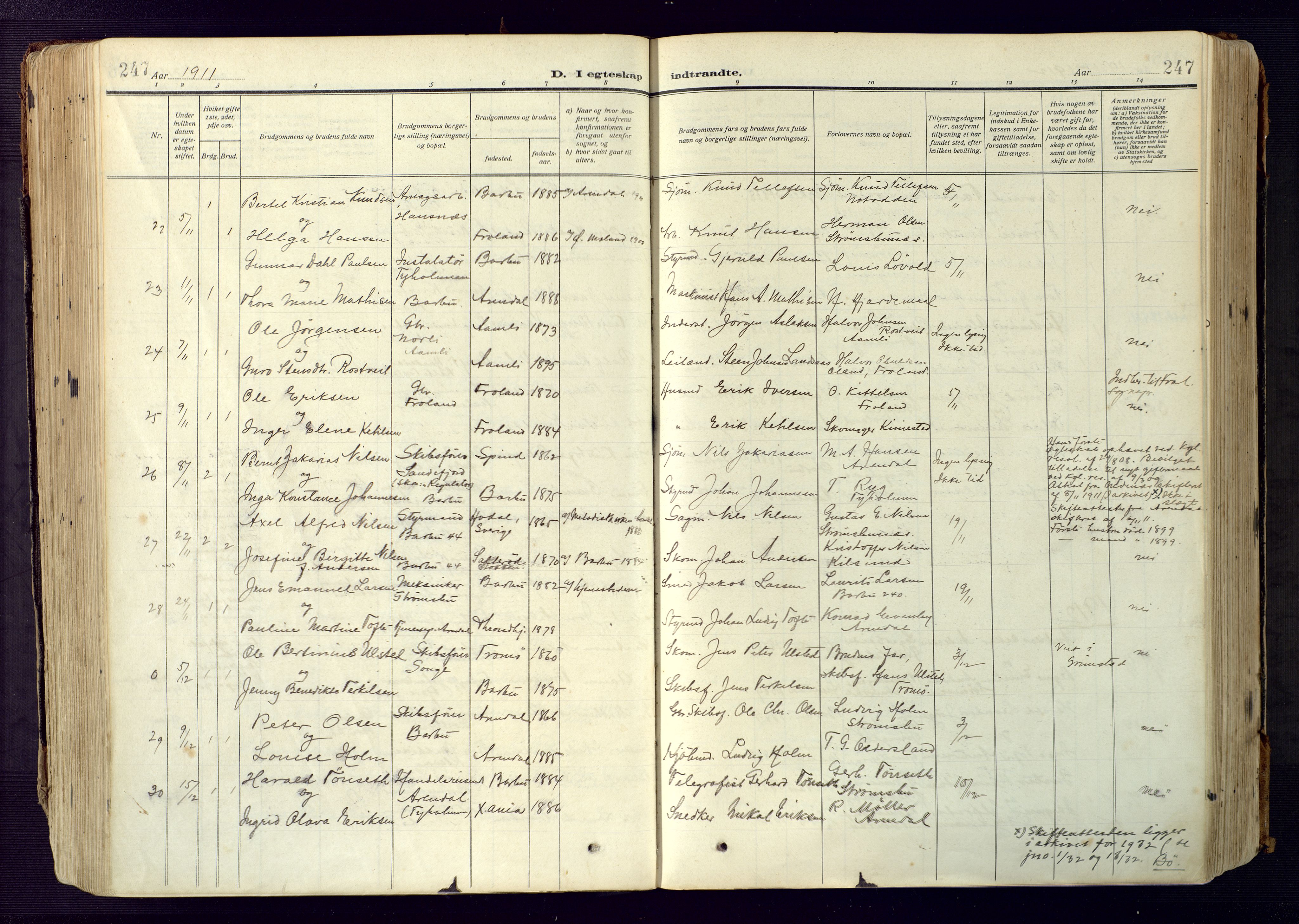 Barbu sokneprestkontor, SAK/1111-0003/F/Fa/L0006: Parish register (official) no. A 6, 1910-1929, p. 247