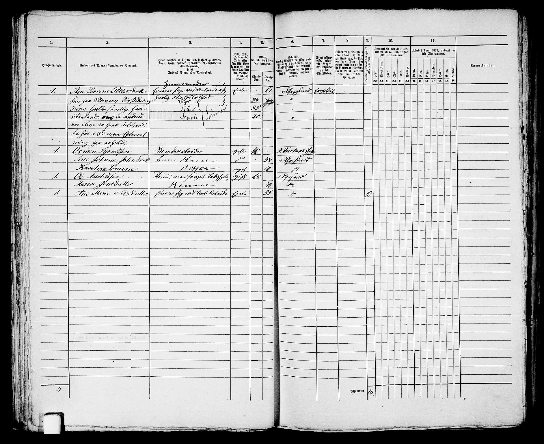 RA, 1865 census for Kristiansand, 1865, p. 1062