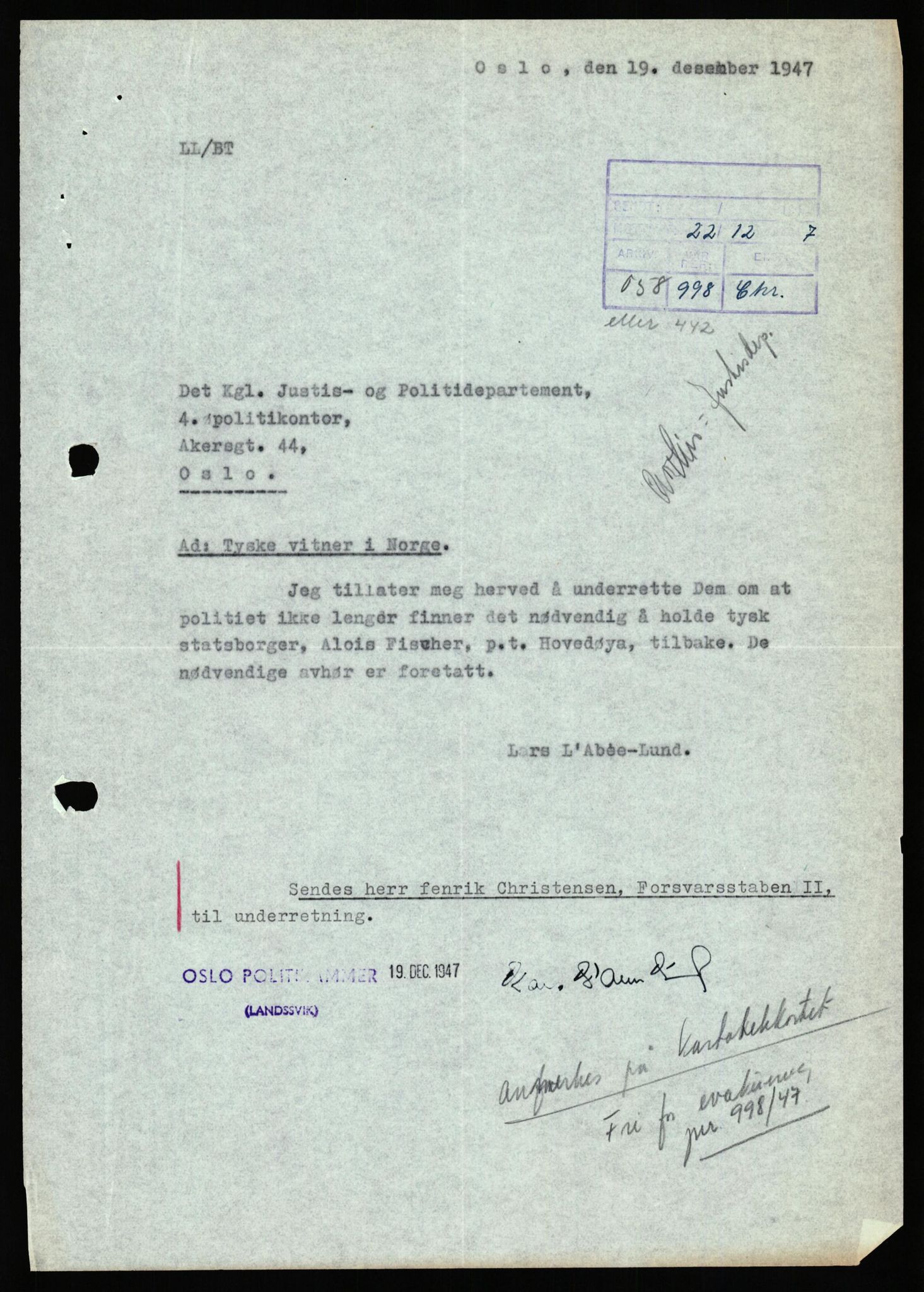 Forsvaret, Forsvarets overkommando II, AV/RA-RAFA-3915/D/Db/L0038: CI Questionaires. Tyske okkupasjonsstyrker i Norge. Østerrikere., 1945-1946, p. 314