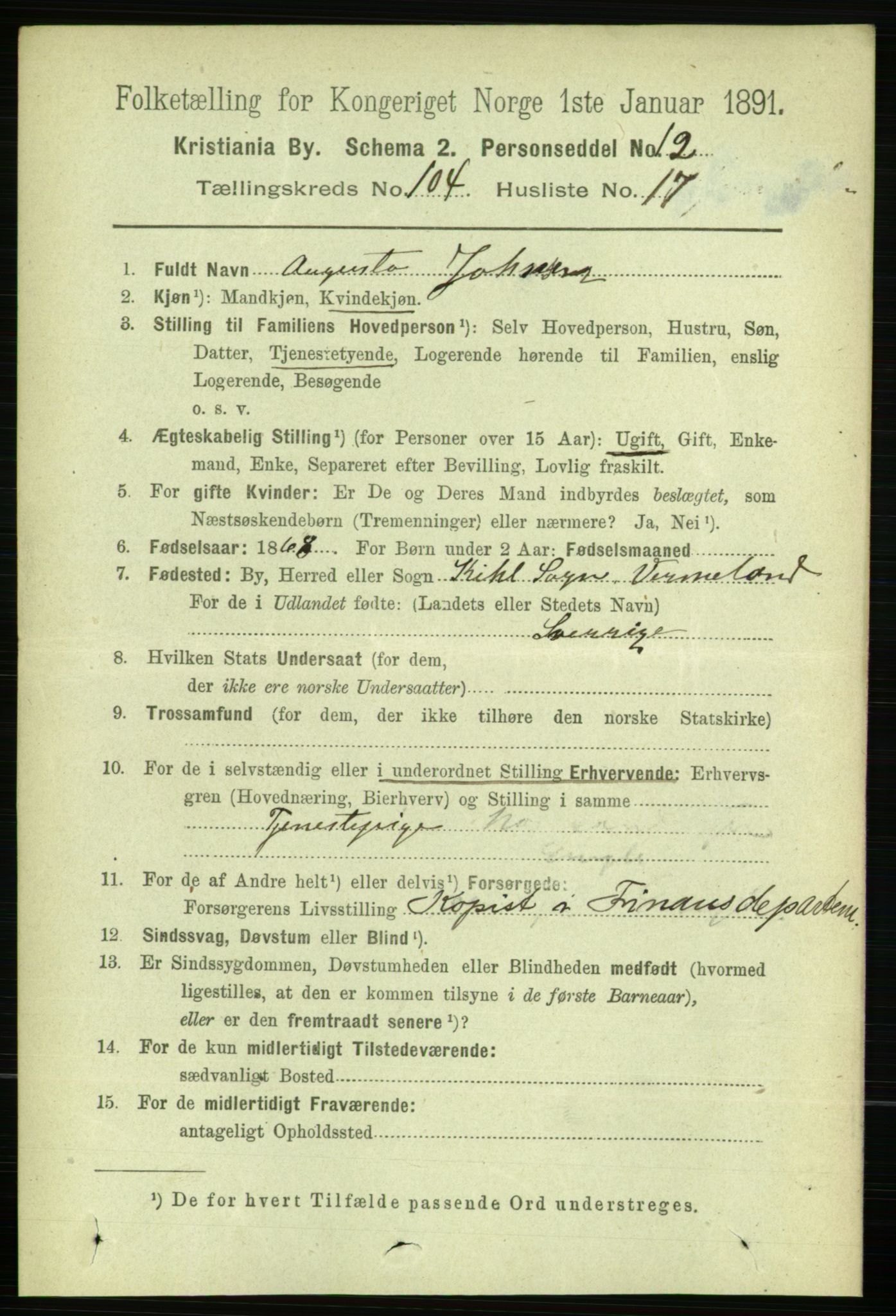 RA, 1891 census for 0301 Kristiania, 1891, p. 52554