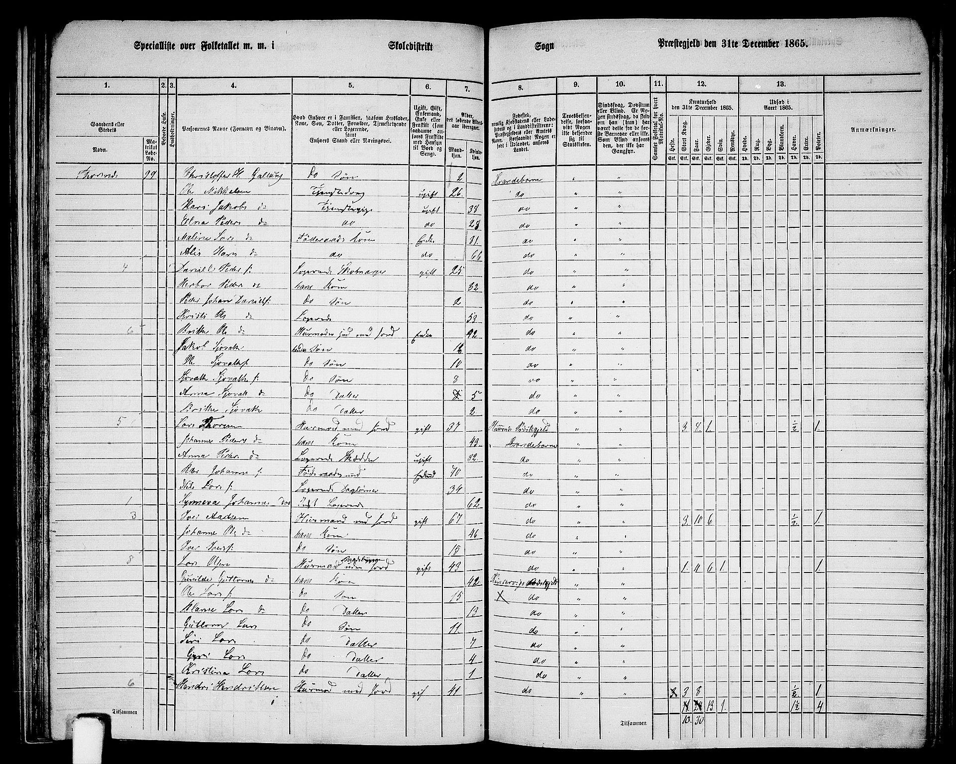 RA, 1865 census for Strandebarm, 1865, p. 140