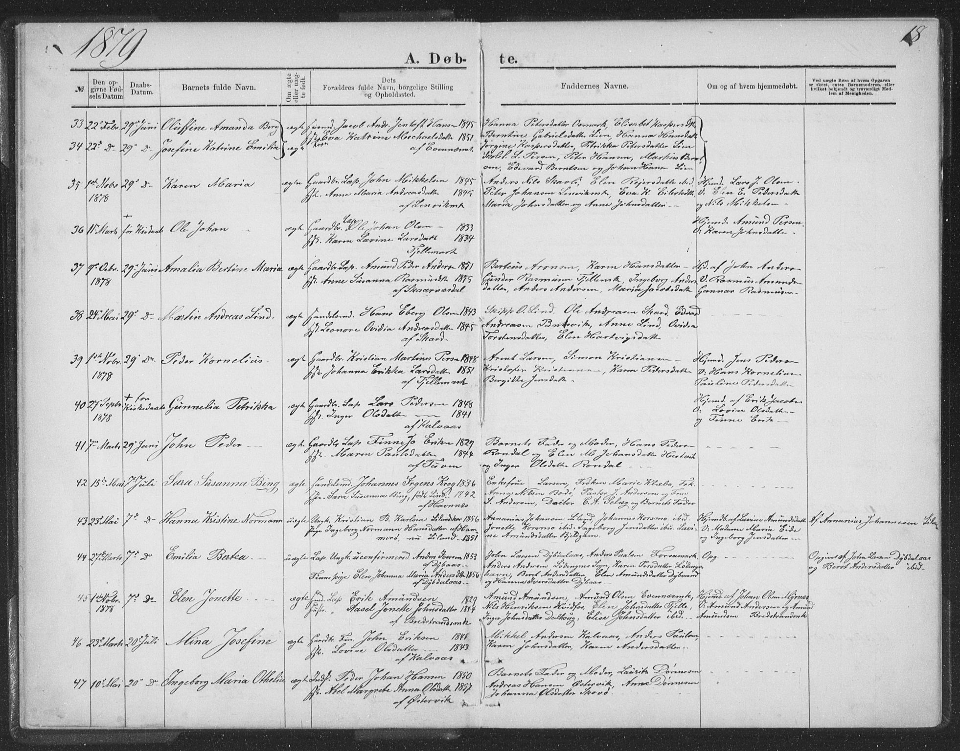 Ministerialprotokoller, klokkerbøker og fødselsregistre - Nordland, AV/SAT-A-1459/863/L0913: Parish register (copy) no. 863C03, 1877-1885, p. 18
