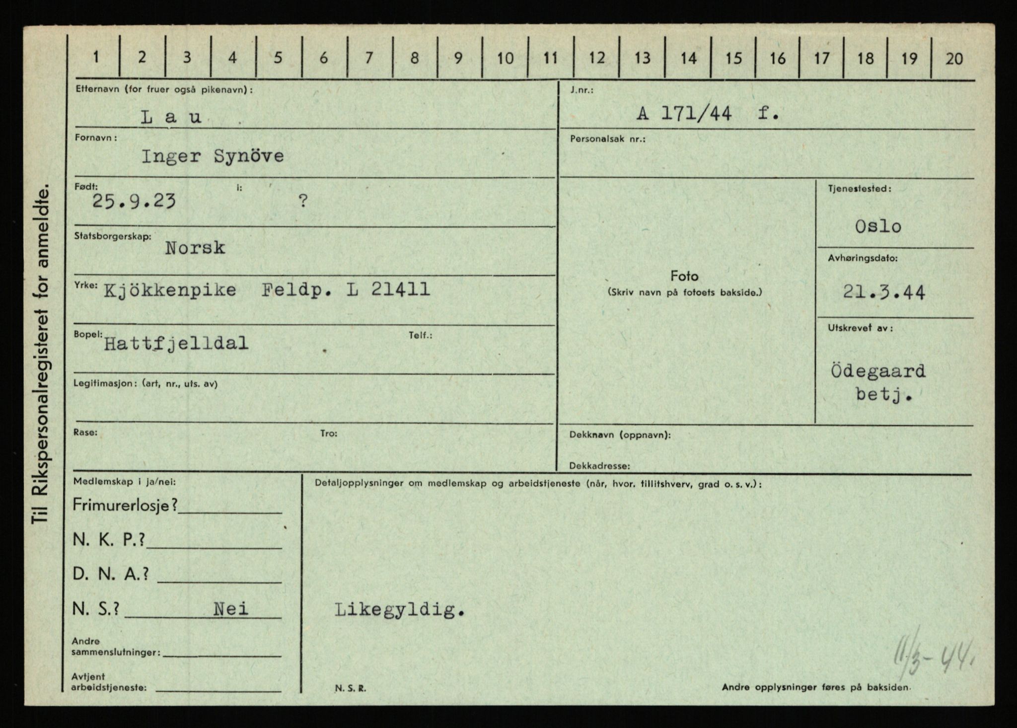 Statspolitiet - Hovedkontoret / Osloavdelingen, AV/RA-S-1329/C/Ca/L0009: Knutsen - Limstrand, 1943-1945, p. 4008