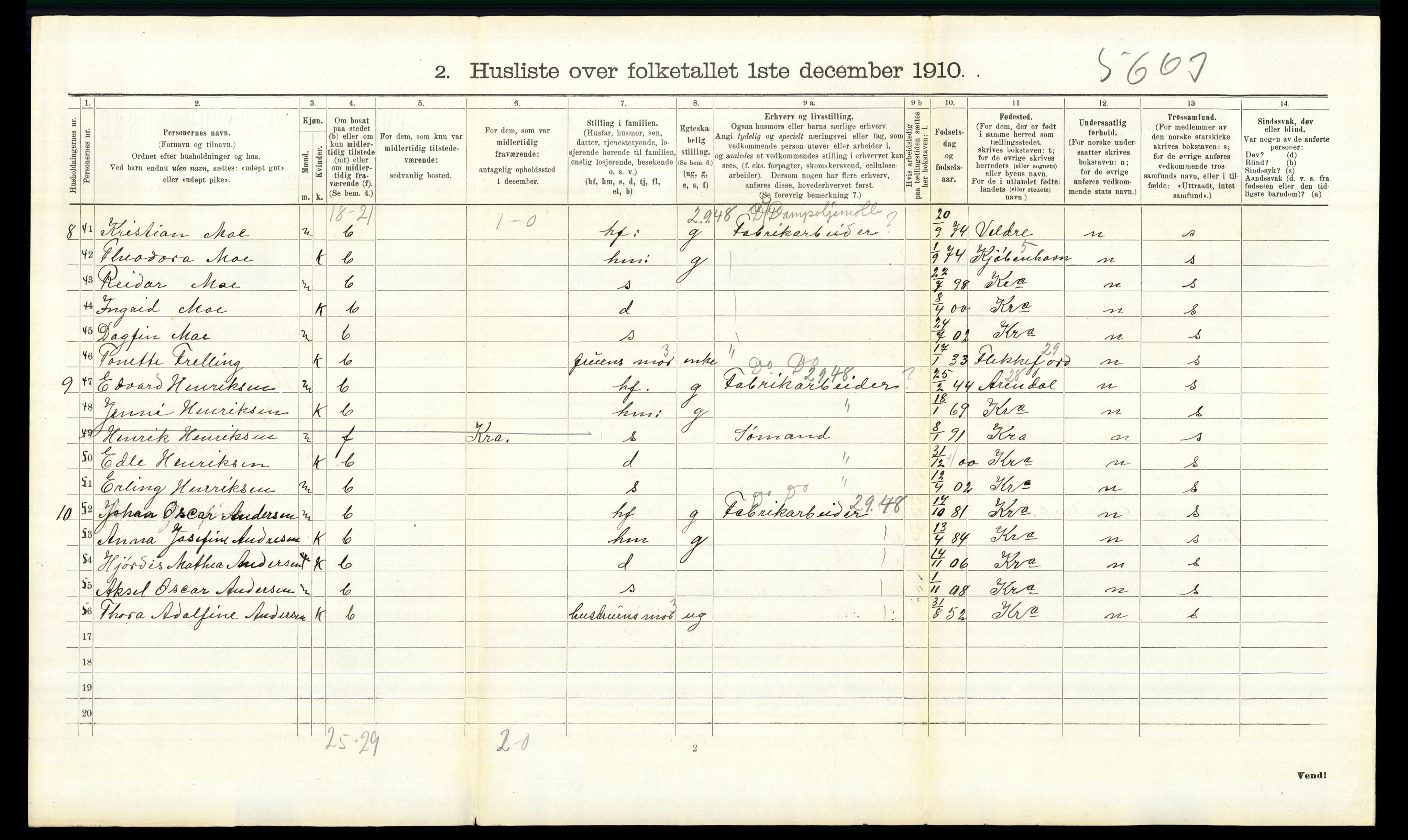 RA, 1910 census for Aker, 1910, p. 4646