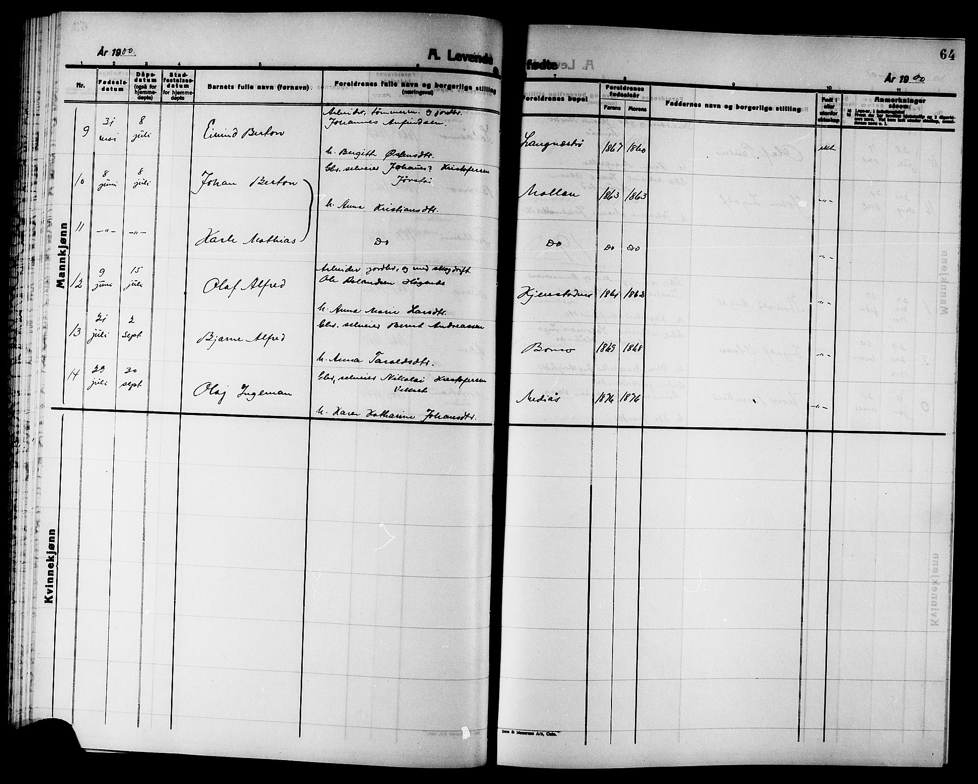 Ministerialprotokoller, klokkerbøker og fødselsregistre - Nord-Trøndelag, SAT/A-1458/749/L0487: Parish register (official) no. 749D03, 1887-1902, p. 64