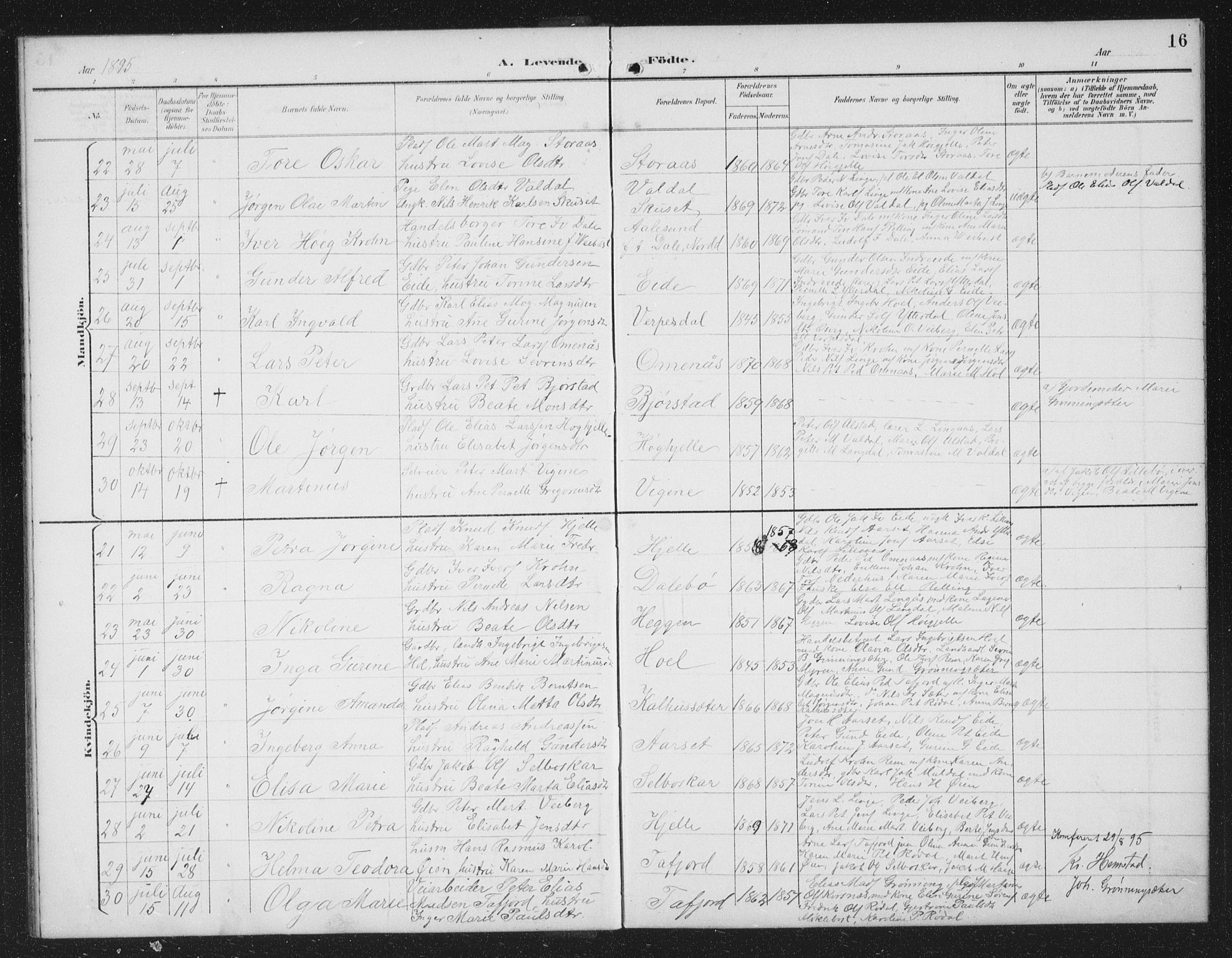 Ministerialprotokoller, klokkerbøker og fødselsregistre - Møre og Romsdal, AV/SAT-A-1454/519/L0264: Parish register (copy) no. 519C05, 1892-1910, p. 16