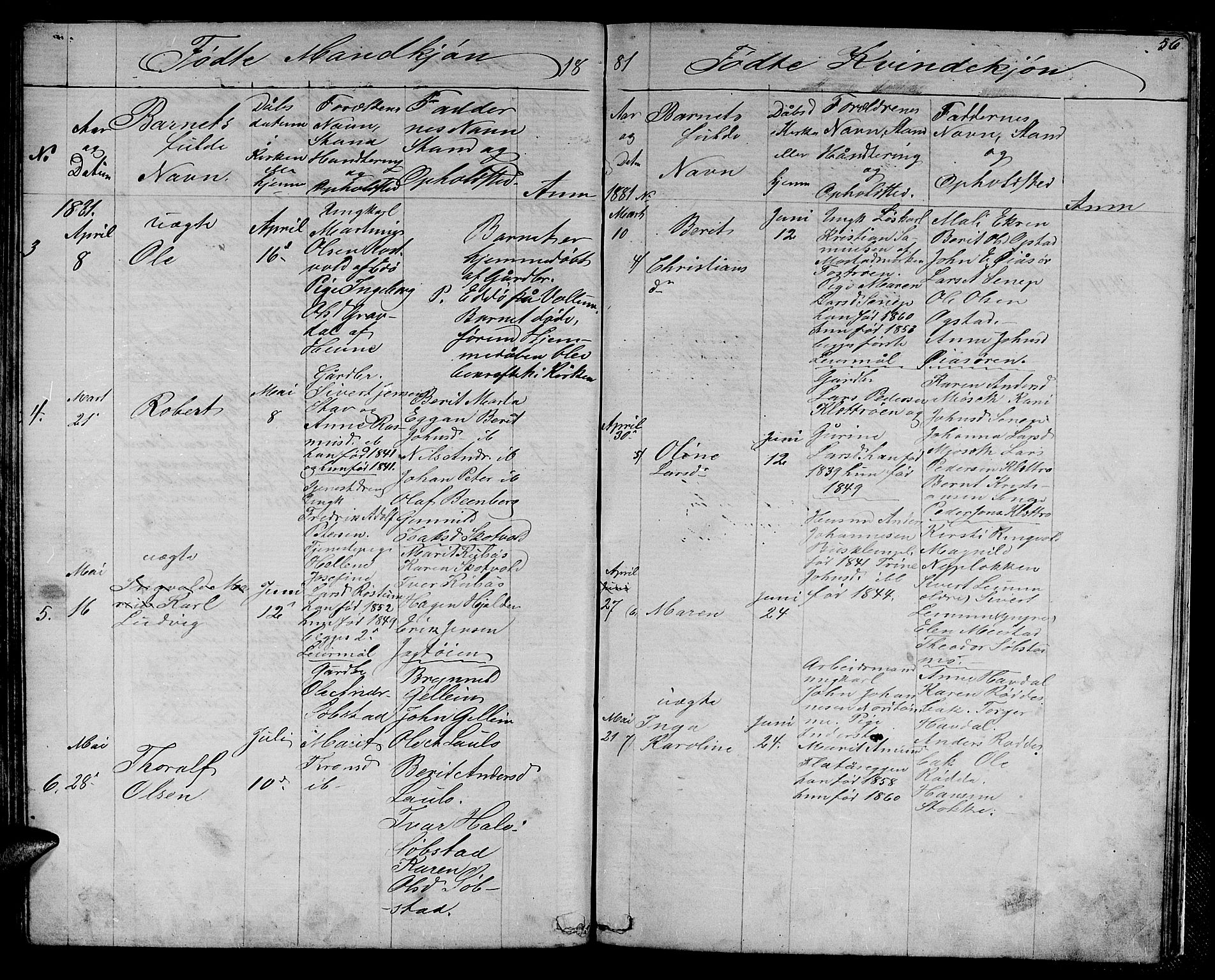 Ministerialprotokoller, klokkerbøker og fødselsregistre - Sør-Trøndelag, SAT/A-1456/613/L0394: Parish register (copy) no. 613C02, 1862-1886, p. 56