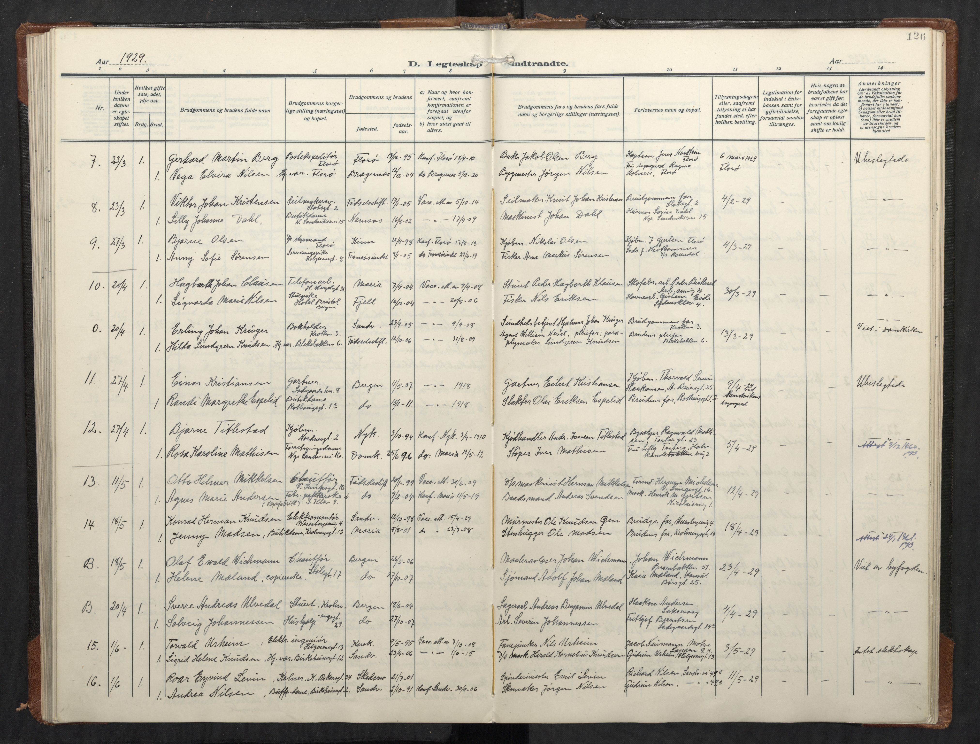 Mariakirken Sokneprestembete, AV/SAB-A-76901/H/Haa/L0016: Parish register (official) no. C 4, 1927-1938, p. 125b-126a