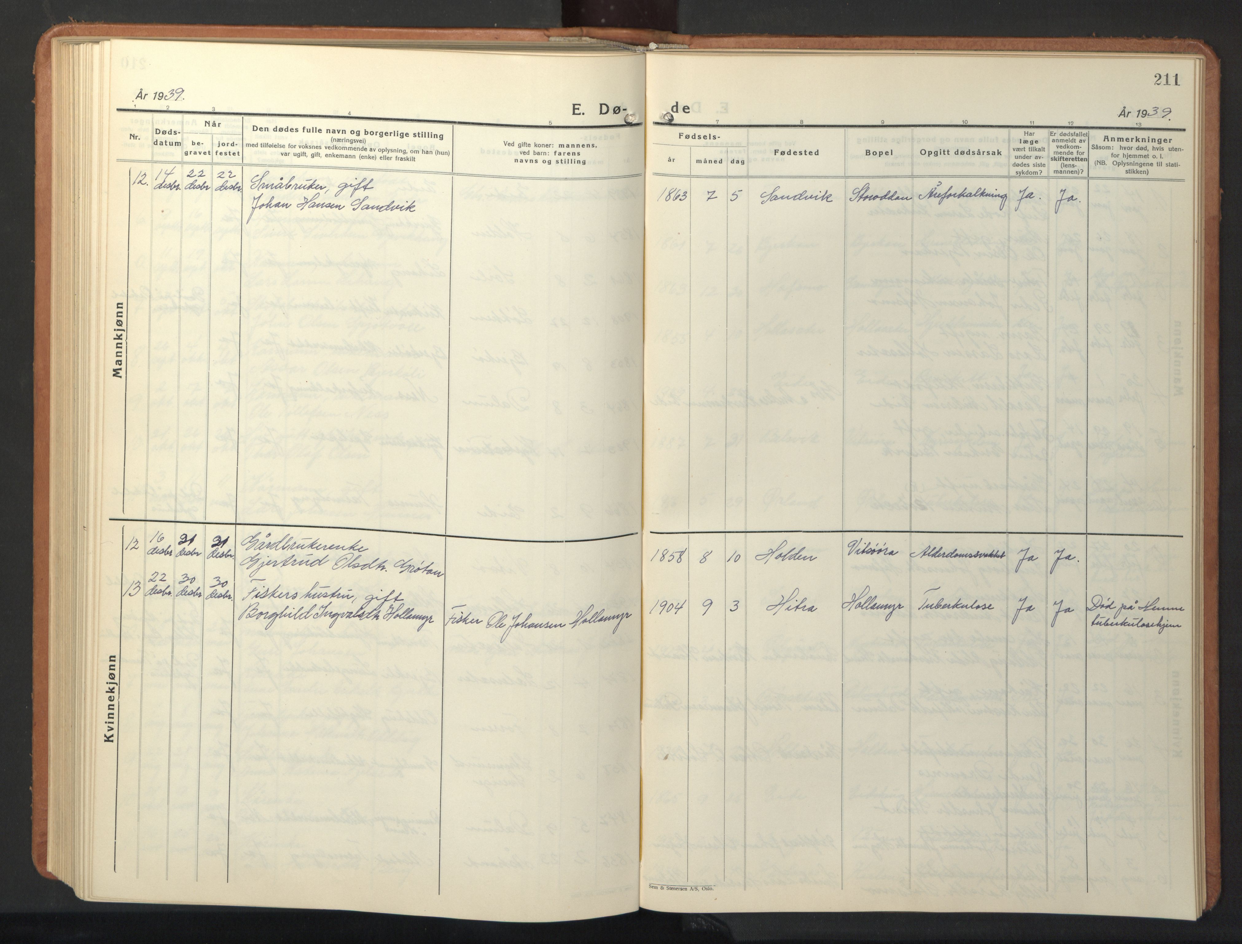 Ministerialprotokoller, klokkerbøker og fødselsregistre - Sør-Trøndelag, SAT/A-1456/630/L0508: Parish register (copy) no. 630C06, 1933-1950, p. 211