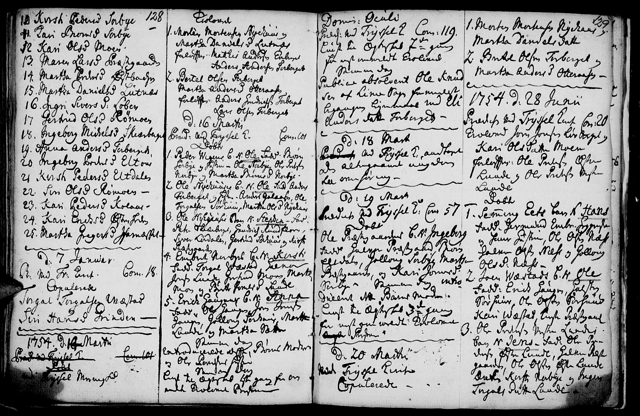 Elverum prestekontor, AV/SAH-PREST-044/H/Ha/Haa/L0001: Parish register (official) no. 1, 1730-1760, p. 128-129