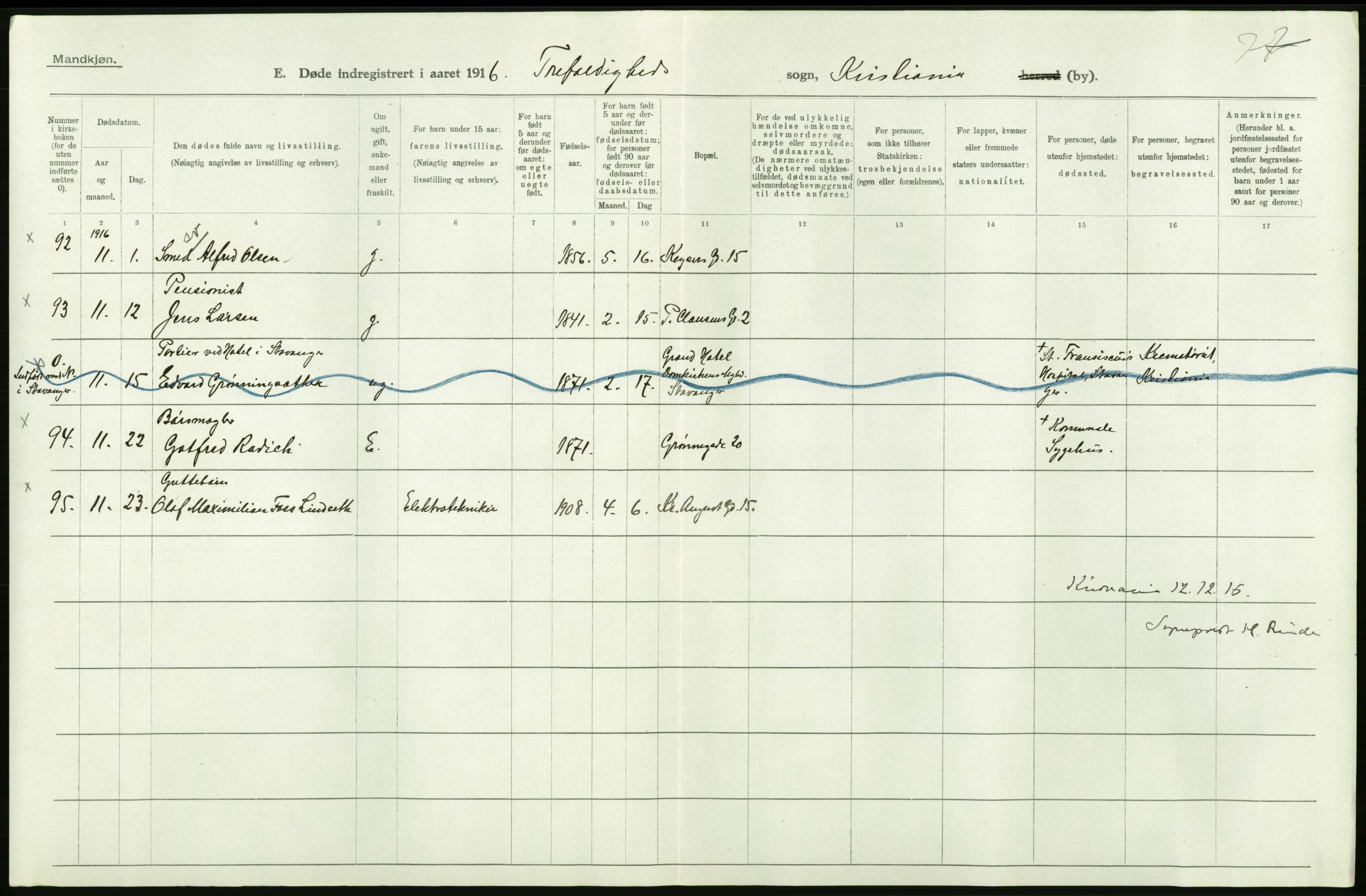 Statistisk sentralbyrå, Sosiodemografiske emner, Befolkning, AV/RA-S-2228/D/Df/Dfb/Dfbf/L0010: Kristiania: Døde, dødfødte., 1916, p. 174