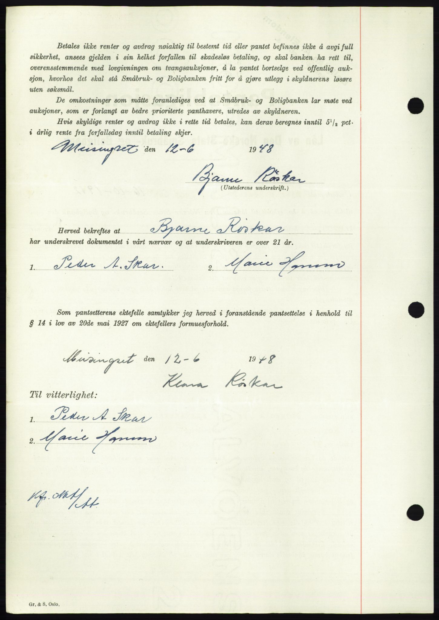 Nordmøre sorenskriveri, AV/SAT-A-4132/1/2/2Ca: Mortgage book no. B99, 1948-1948, Diary no: : 1996/1948