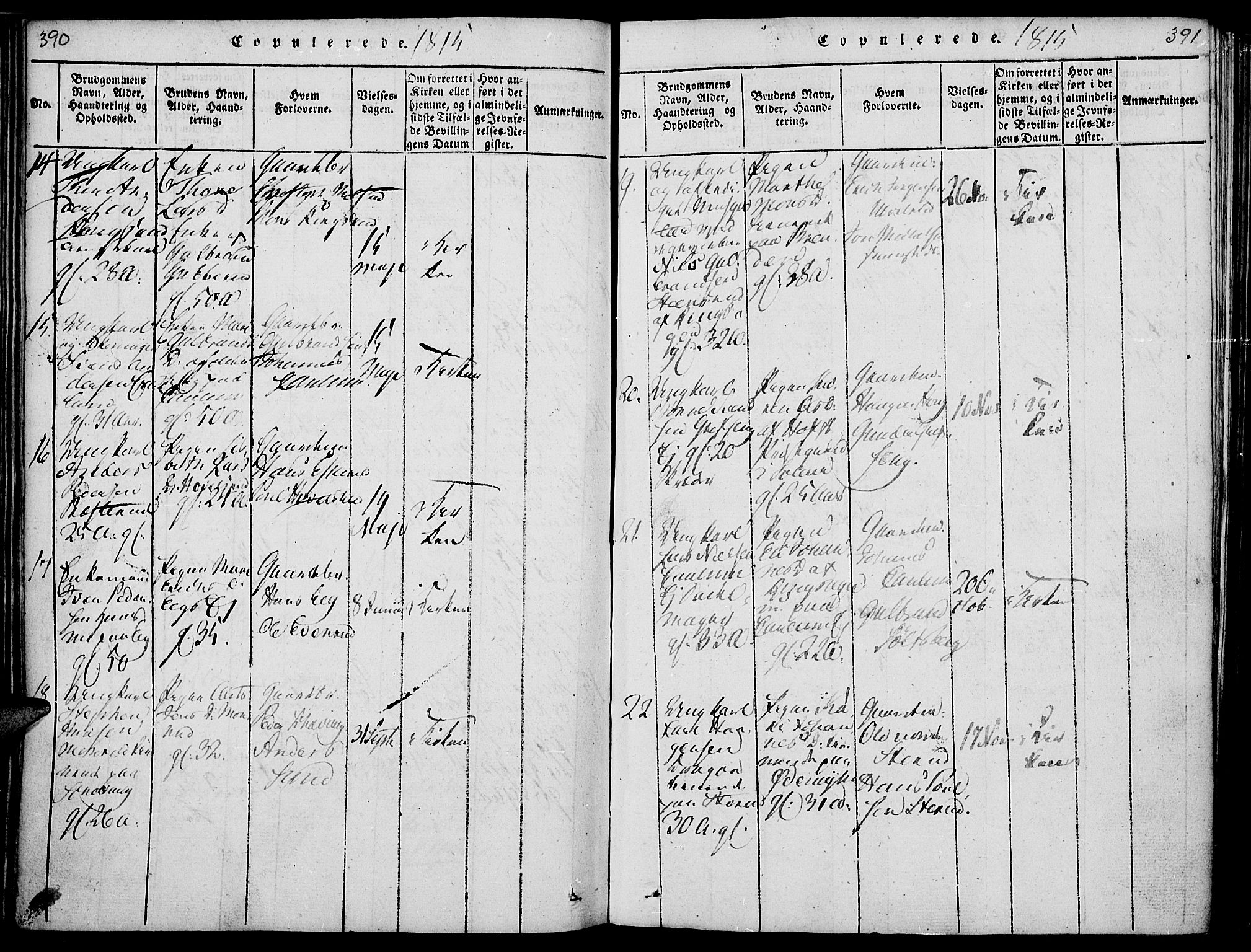 Nes prestekontor, Hedmark, AV/SAH-PREST-020/K/Ka/L0002: Parish register (official) no. 2, 1813-1827, p. 390-391