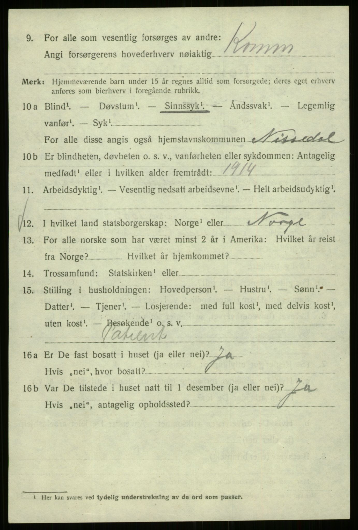 SAB, 1920 census for Bergen, 1920, p. 237939