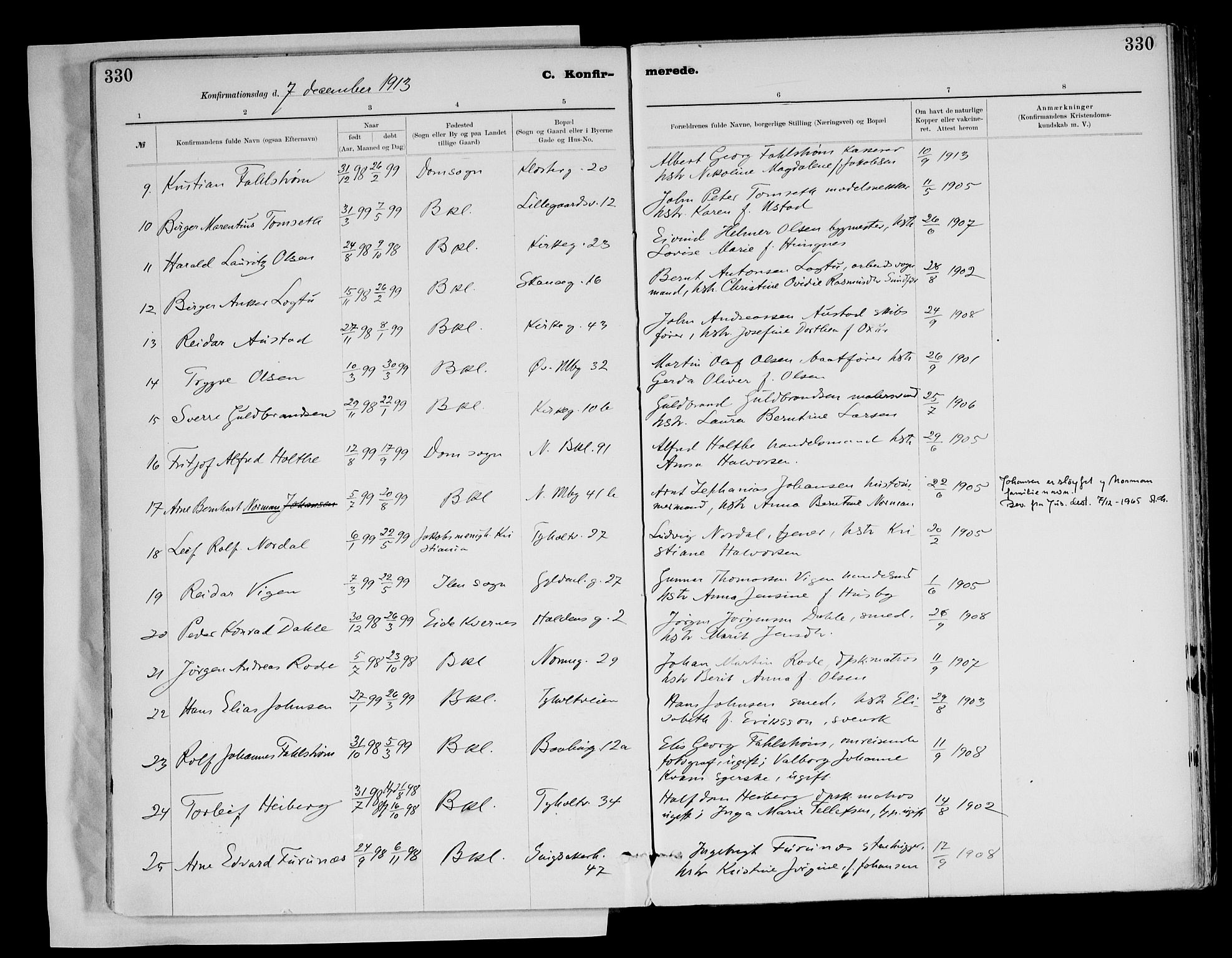 Ministerialprotokoller, klokkerbøker og fødselsregistre - Sør-Trøndelag, AV/SAT-A-1456/604/L0203: Parish register (official) no. 604A23, 1908-1916, p. 330