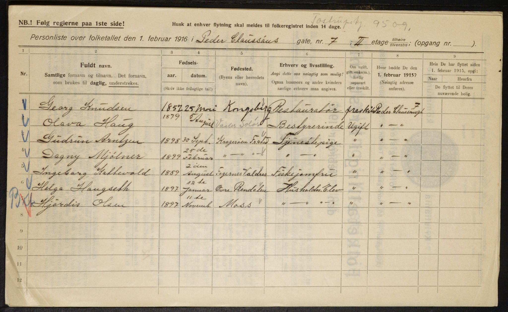 OBA, Municipal Census 1916 for Kristiania, 1916, p. 80731