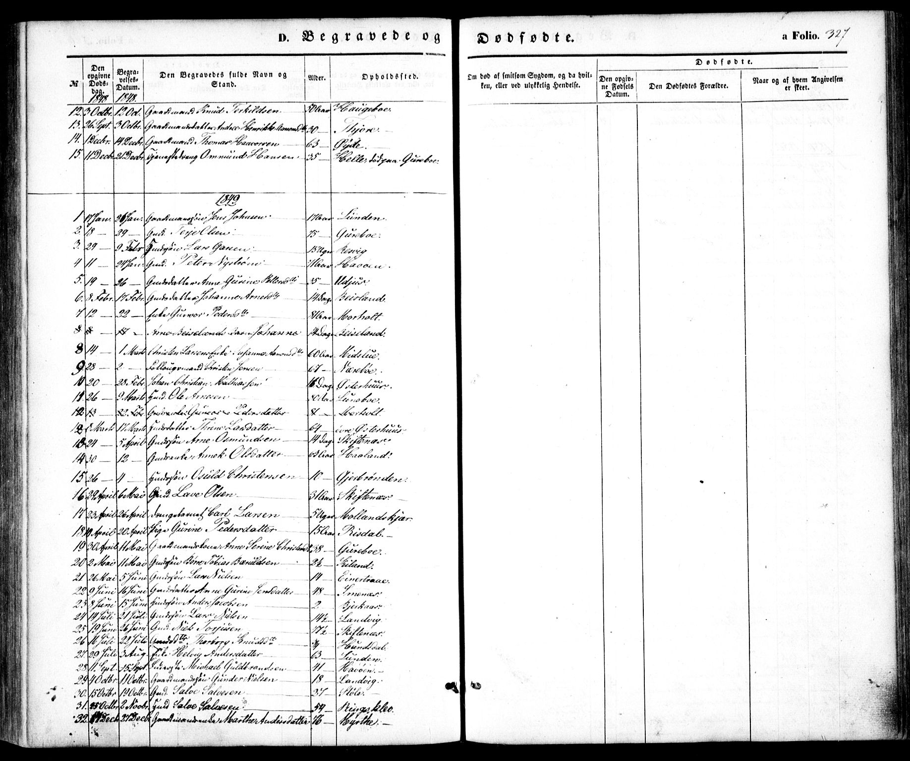 Hommedal sokneprestkontor, SAK/1111-0023/F/Fa/Fab/L0004: Parish register (official) no. A 4, 1848-1860, p. 327