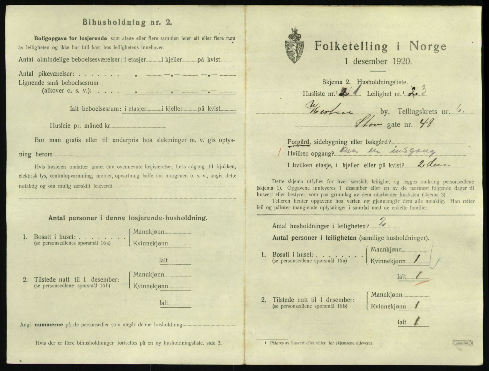 SAKO, 1920 census for Horten, 1920, p. 6309