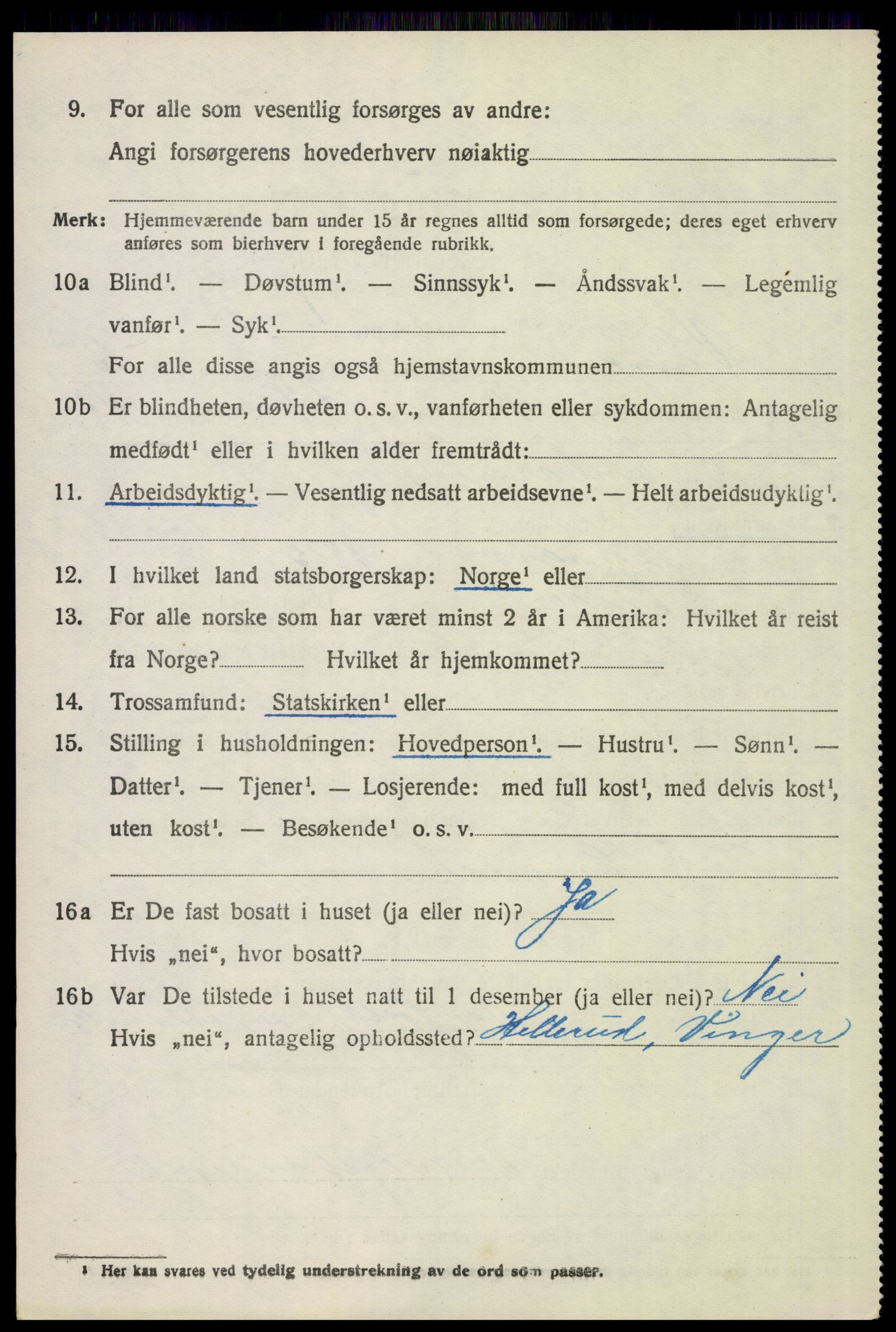 SAH, 1920 census for Vinger, 1920, p. 11891