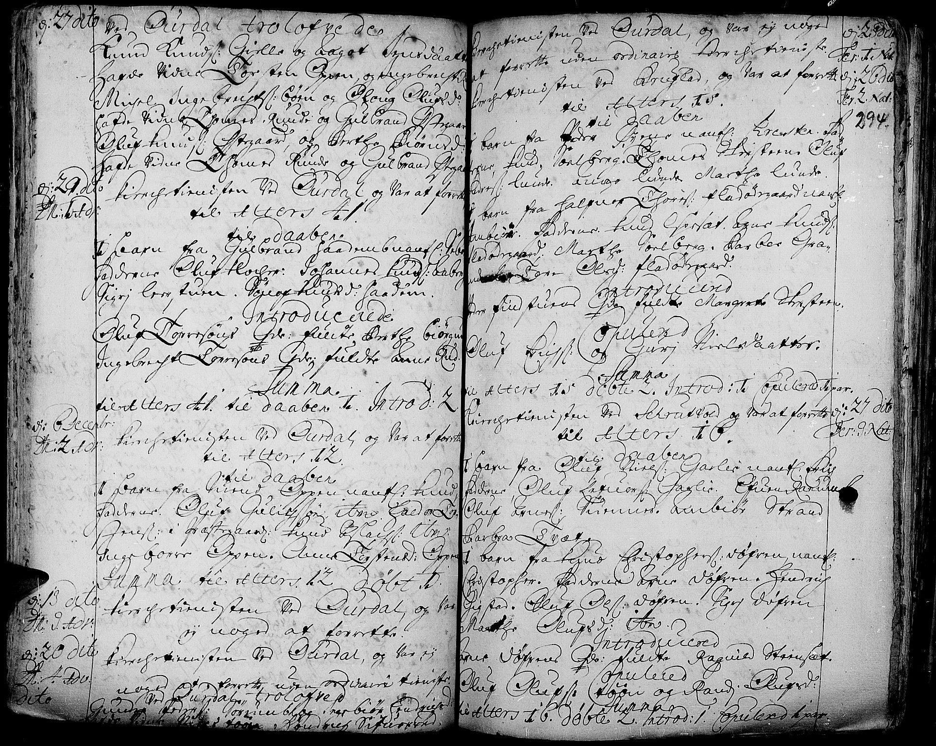 Aurdal prestekontor, SAH/PREST-126/H/Ha/Haa/L0001: Parish register (official) no. 1-3, 1692-1730, p. 294