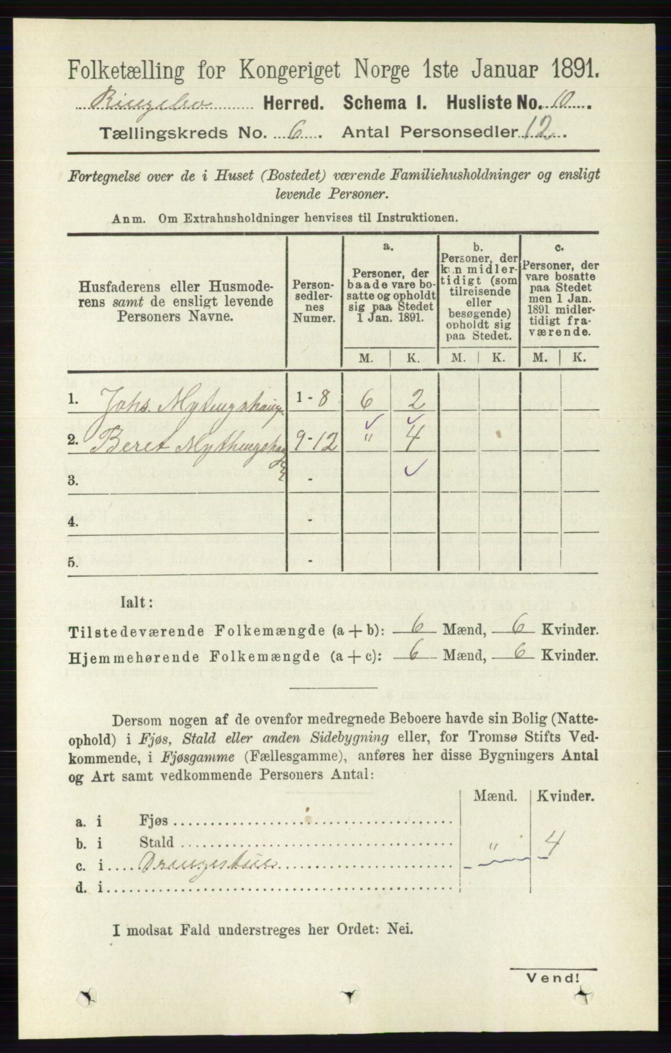 RA, 1891 census for 0520 Ringebu, 1891, p. 2373