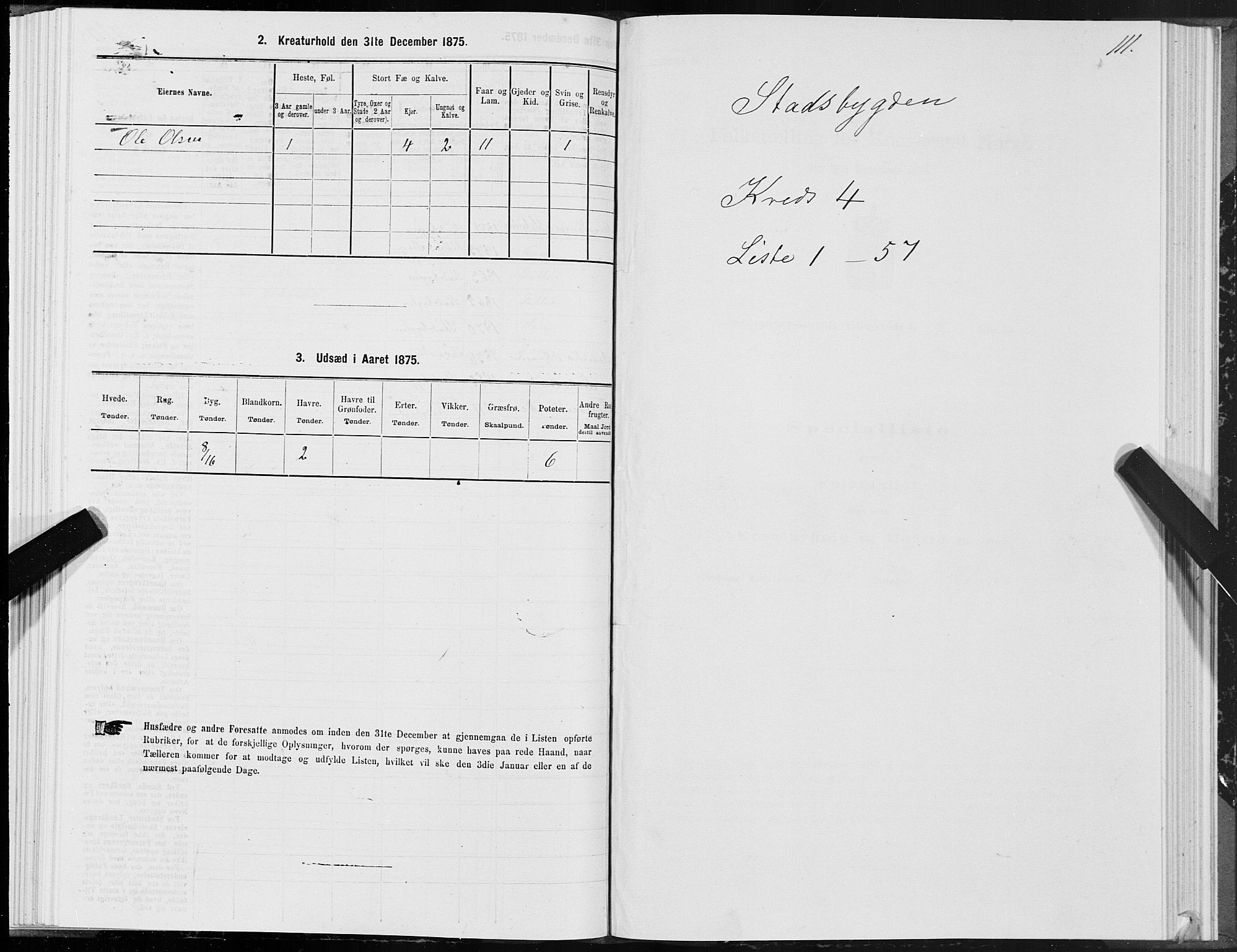 SAT, 1875 census for 1625P Stadsbygd, 1875, p. 2111