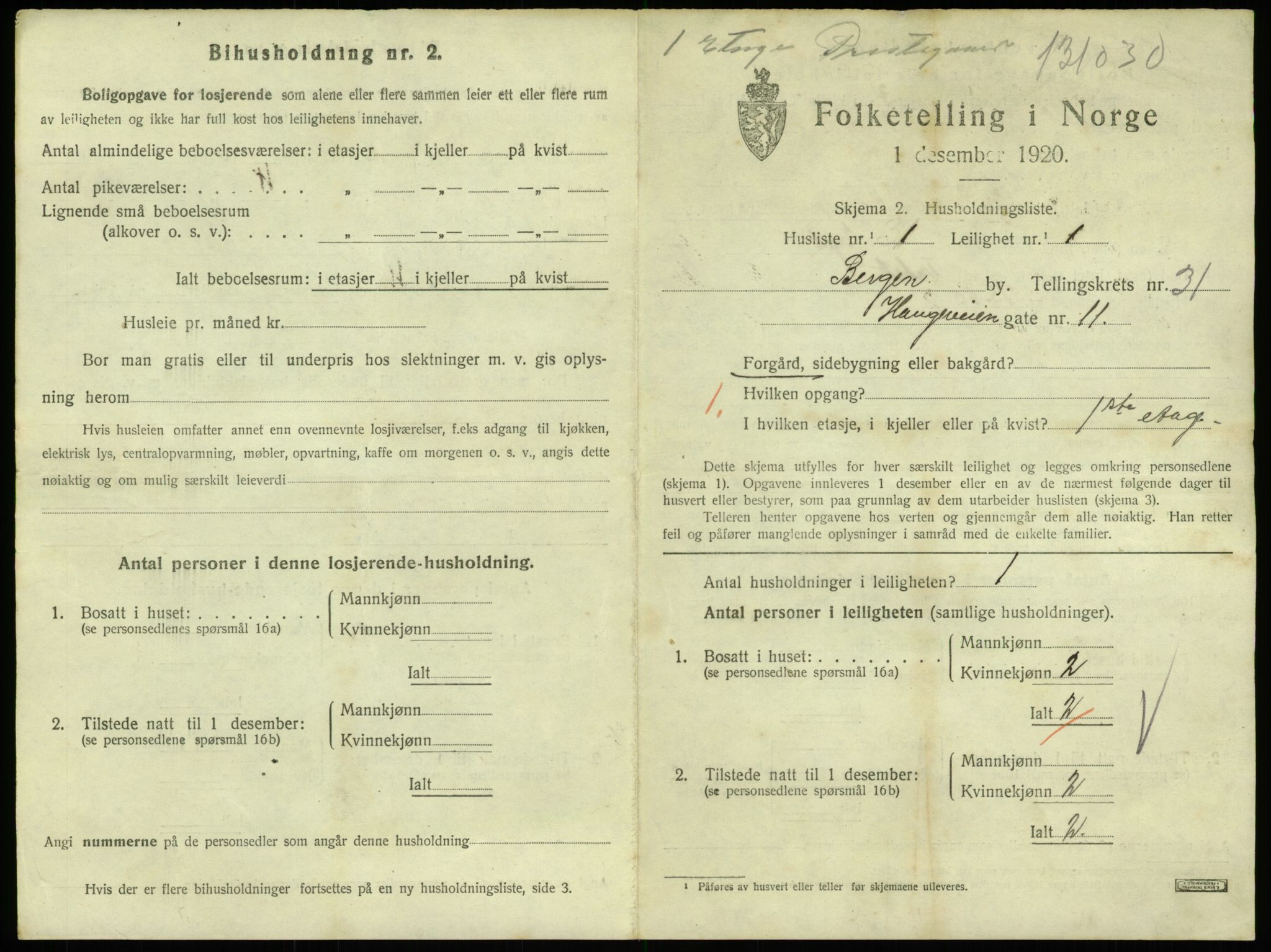 SAB, 1920 census for Bergen, 1920, p. 23365
