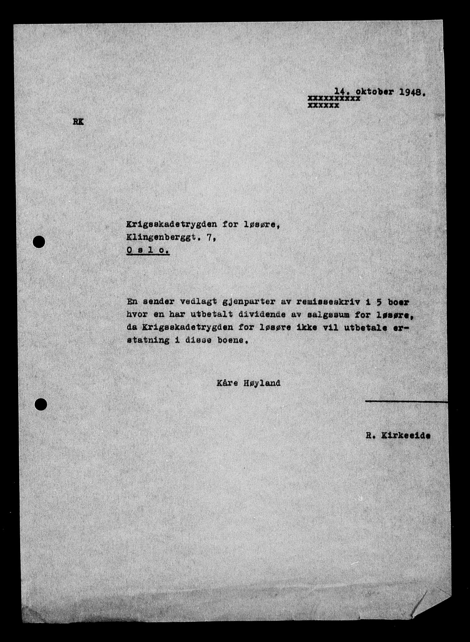 Justisdepartementet, Tilbakeføringskontoret for inndratte formuer, AV/RA-S-1564/H/Hc/Hcc/L0948: --, 1945-1947, p. 4