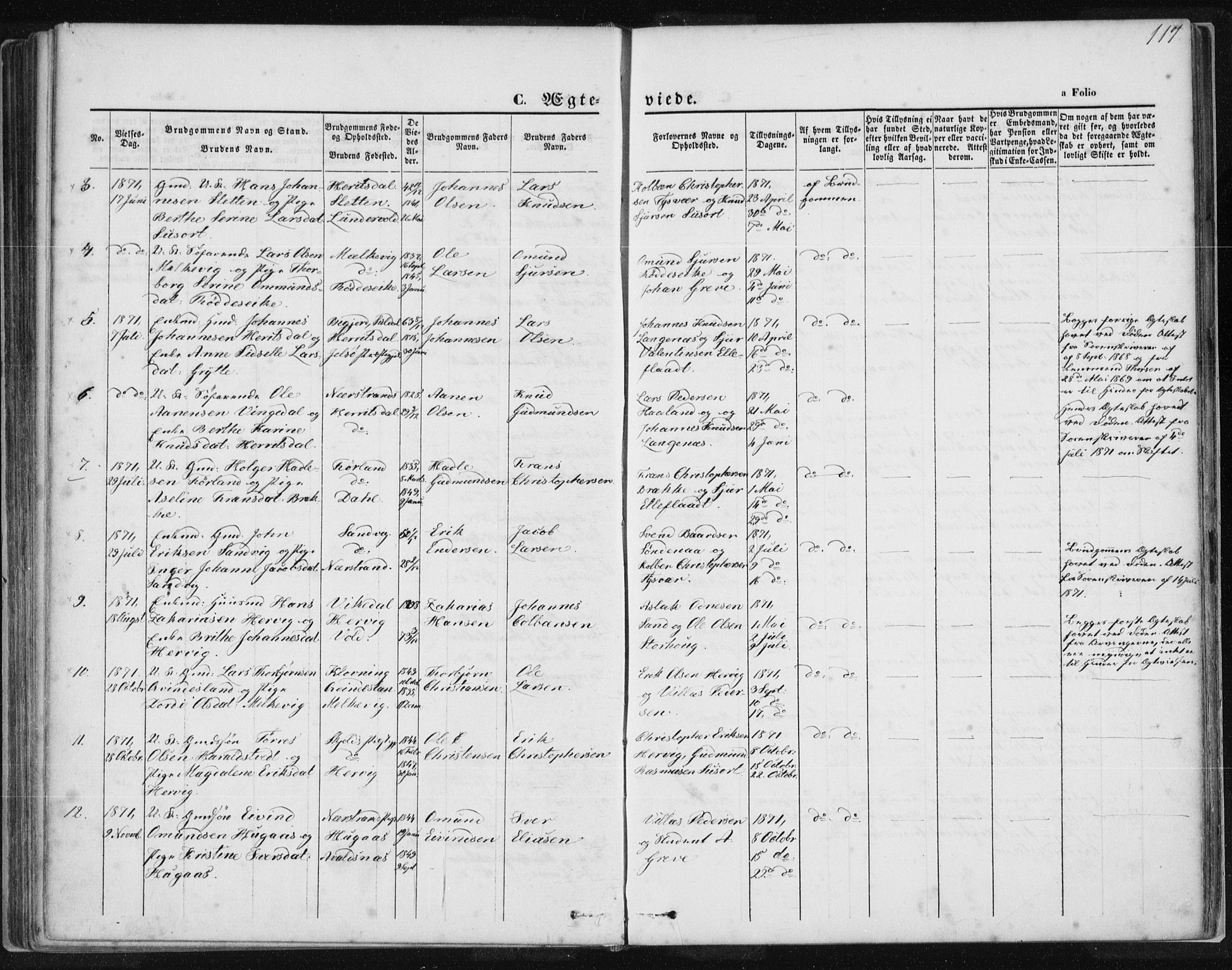 Tysvær sokneprestkontor, AV/SAST-A -101864/H/Ha/Haa/L0005: Parish register (official) no. A 5, 1865-1878, p. 117