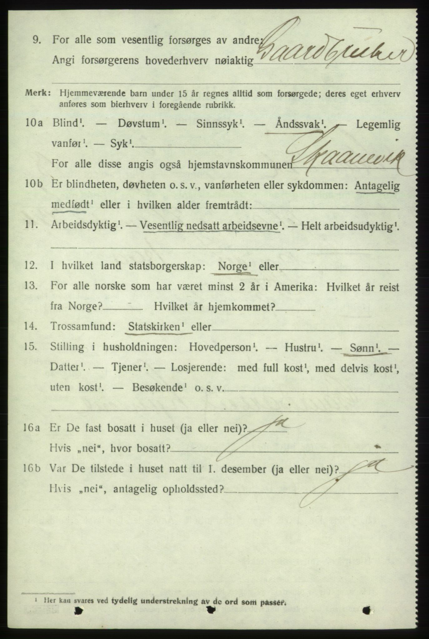 SAB, 1920 census for Skånevik, 1920, p. 6826