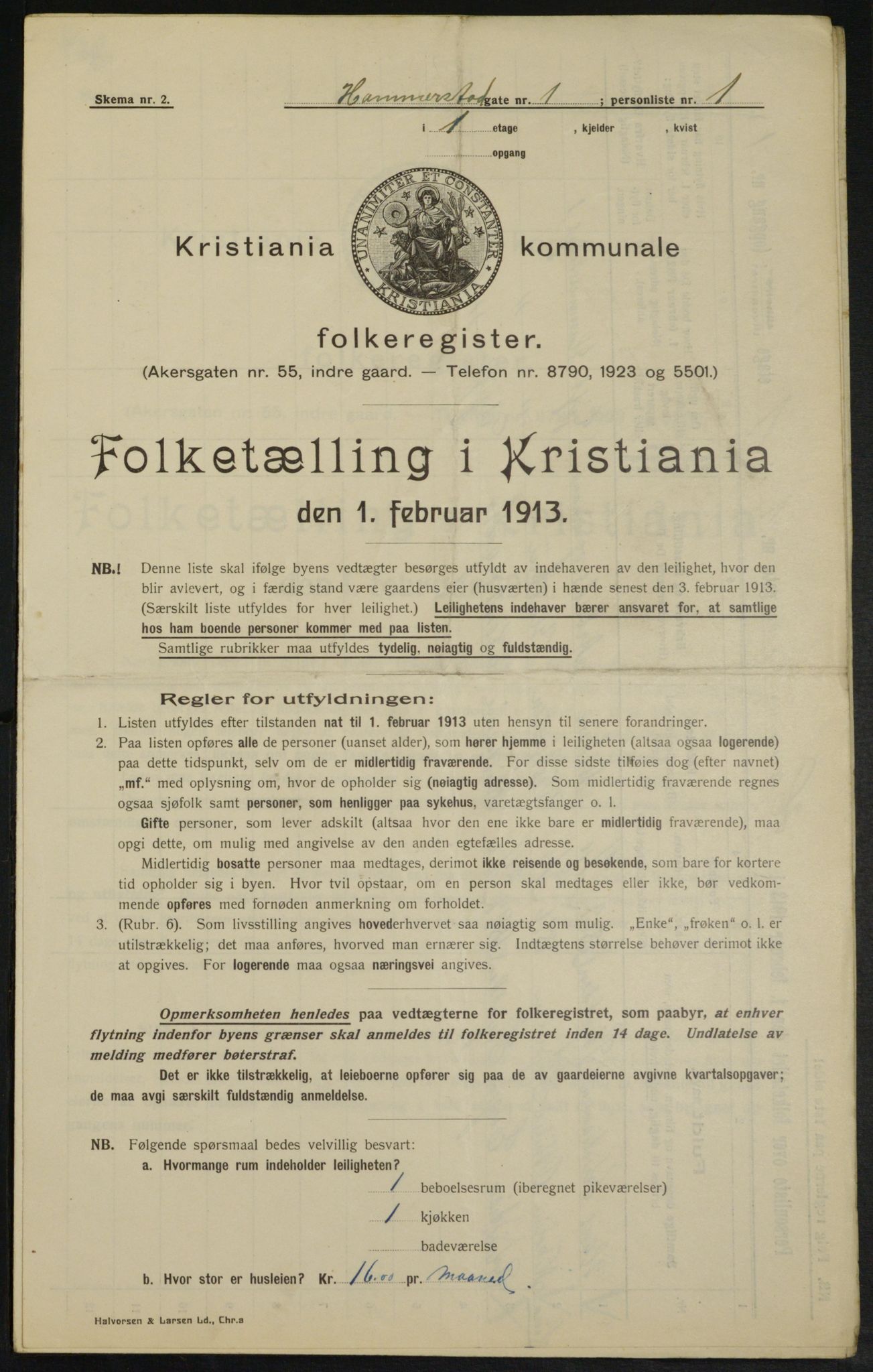 OBA, Municipal Census 1913 for Kristiania, 1913, p. 34597