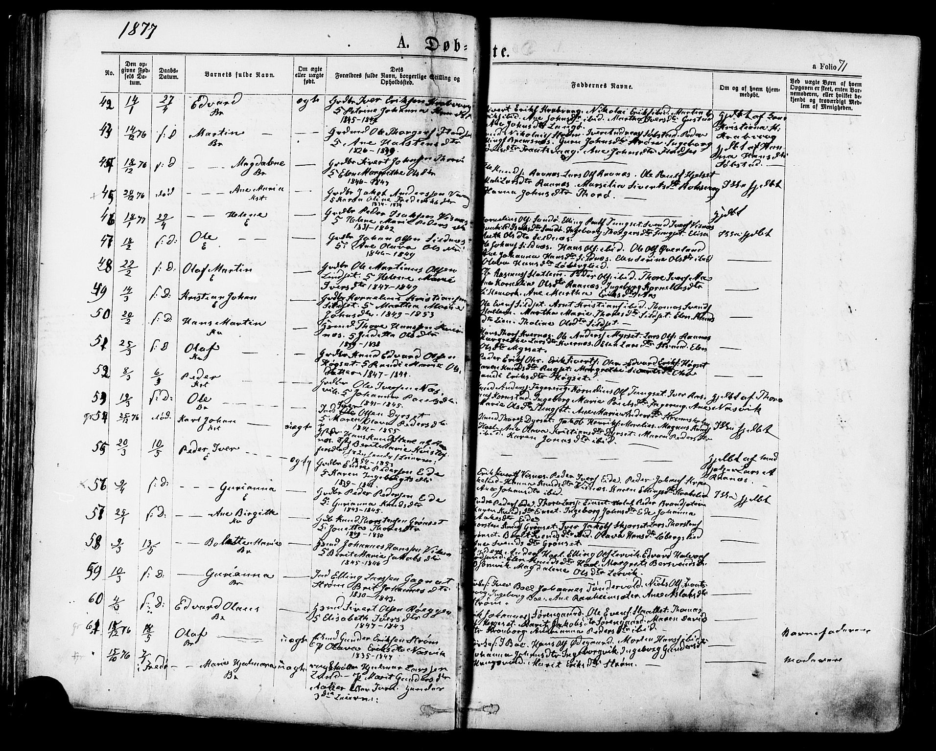 Ministerialprotokoller, klokkerbøker og fødselsregistre - Møre og Romsdal, SAT/A-1454/568/L0805: Parish register (official) no. 568A12 /1, 1869-1884, p. 71