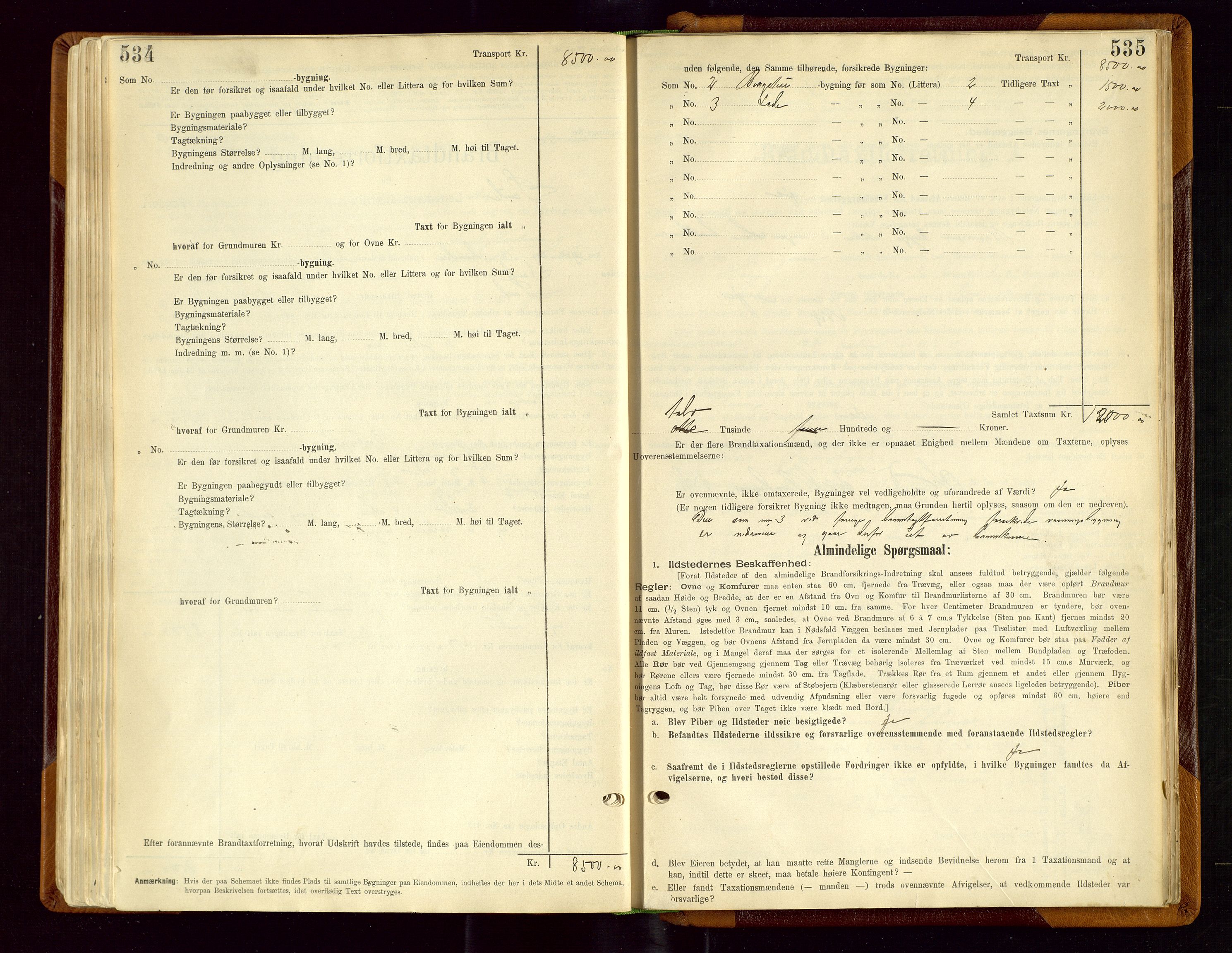 Sauda lensmannskontor, SAST/A-100177/Gob/L0001: Branntakstprotokoll - skjematakst, 1894-1914, p. 534-535