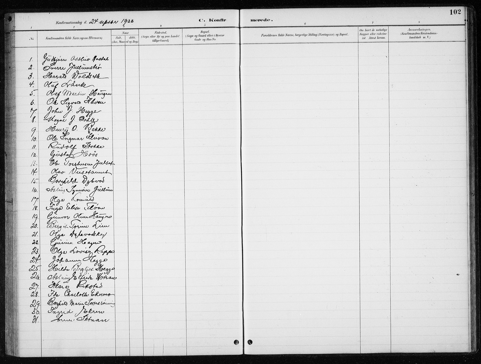 Ministerialprotokoller, klokkerbøker og fødselsregistre - Nord-Trøndelag, SAT/A-1458/710/L0096: Parish register (copy) no. 710C01, 1892-1925, p. 102