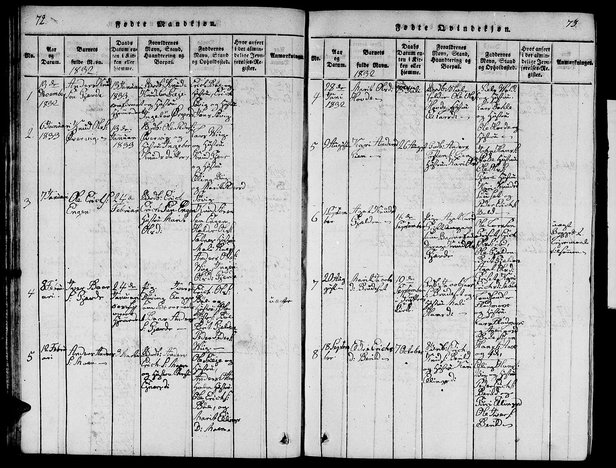 Ministerialprotokoller, klokkerbøker og fødselsregistre - Møre og Romsdal, SAT/A-1454/543/L0563: Parish register (copy) no. 543C01, 1818-1836, p. 72-73