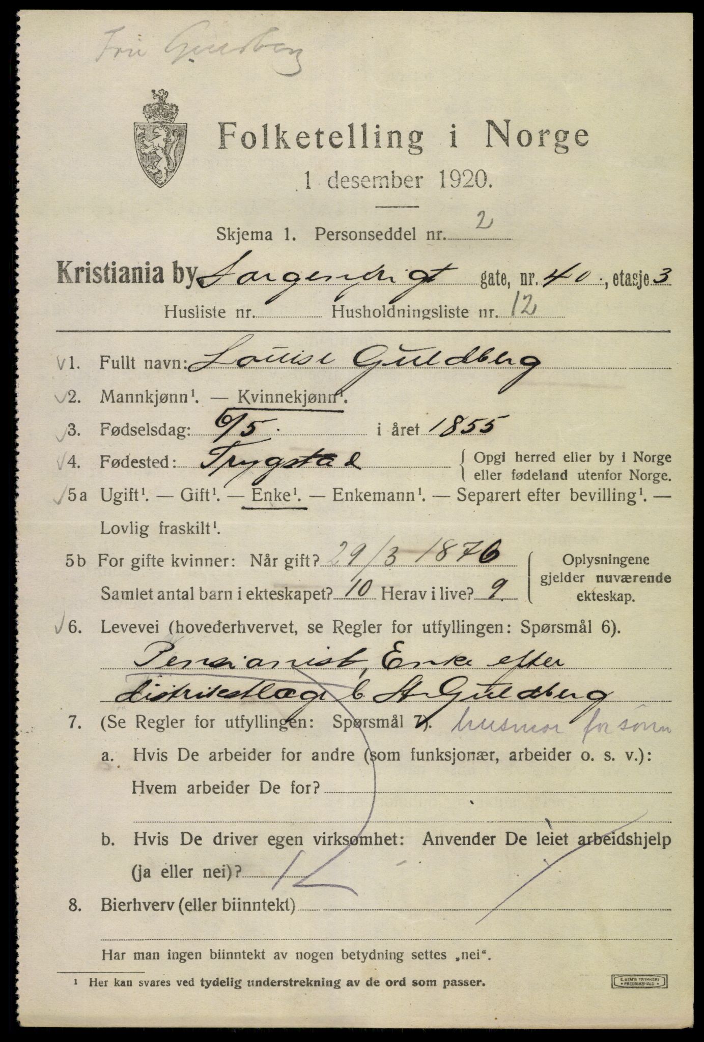 SAO, 1920 census for Kristiania, 1920, p. 531637