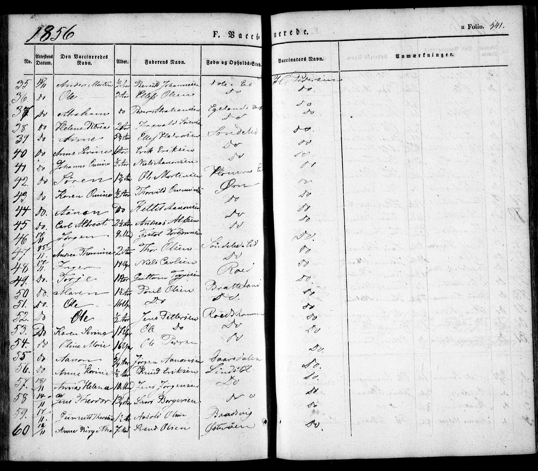 Søndeled sokneprestkontor, SAK/1111-0038/F/Fa/L0002: Parish register (official) no. A 2, 1839-1860, p. 541